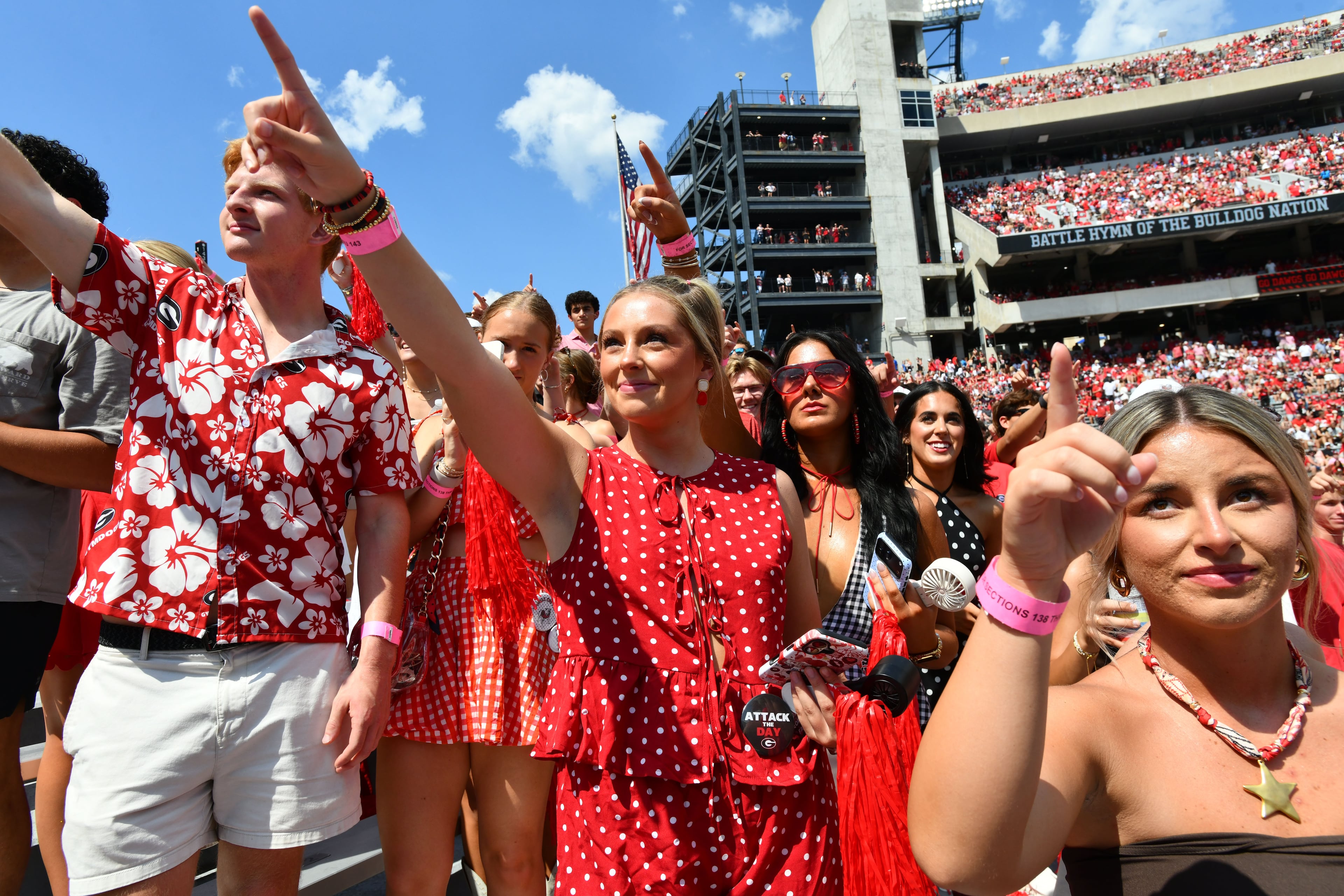 Georgia fans cheer before Georgia hosts Tennessee State in their season opener at Sanford Stadium on Saturday, Sept. 5, 2026, in Athens, Ga. (Hyosub Shin/AJC)