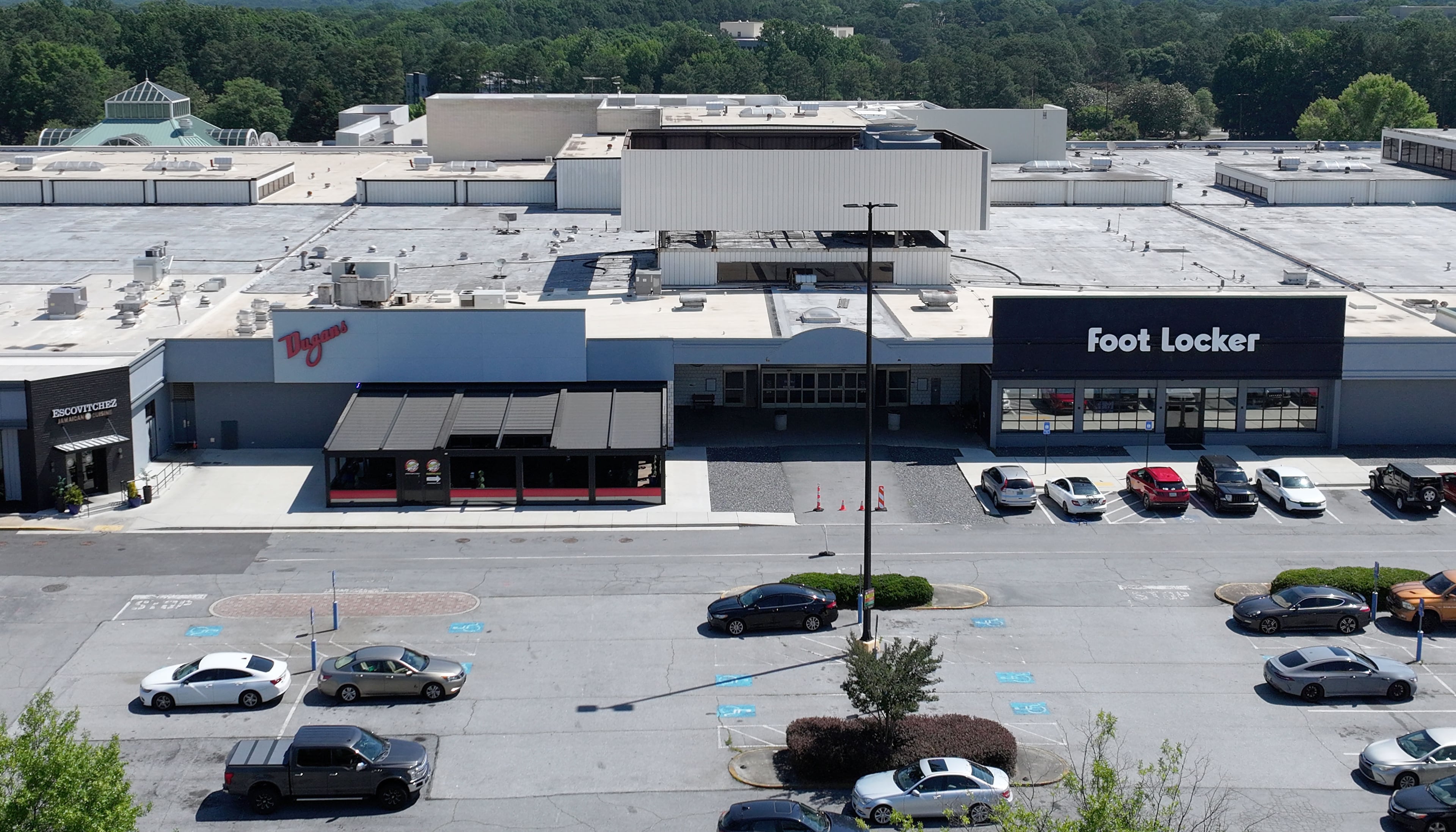 An aerial photo of Northlake Mall on Wednesday, June 3, 2026 shows a few tenants still occupying spaces at the mall. (Hyosub Shin/AJC)