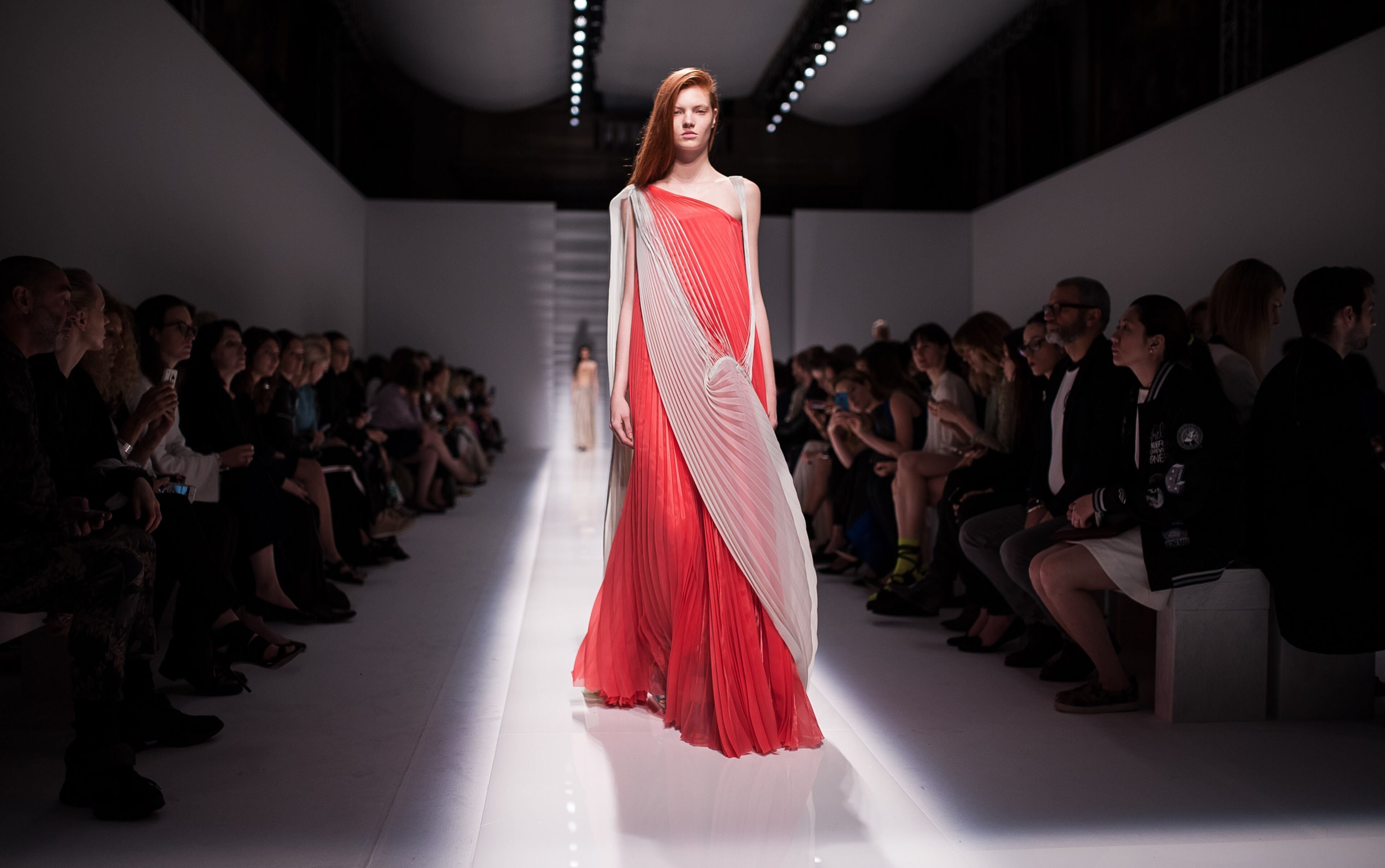 PARIS, FRANCE - JULY 09: A model walks the runway during the Vionnet show as part of Paris Fashion Week - Haute Couture Fall/Winter 2014-2015 at Ecole Des Beaux Arts on July 9, 2014 in Paris, France. (Photo by Francois Durand/Getty Images)