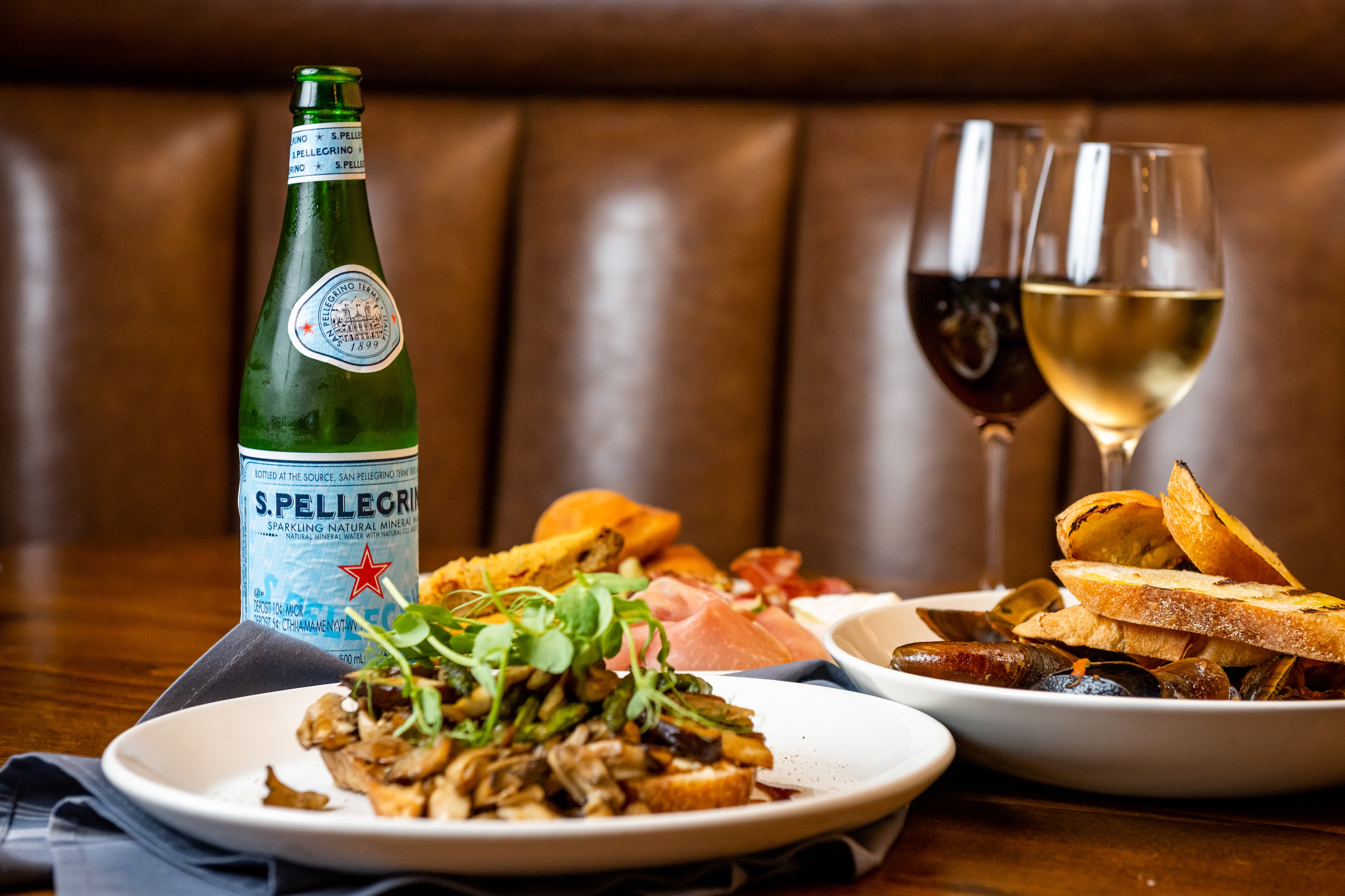 Dishes available at Haven include (clockwise from front) Ellijay roasted mushrooms, Southern meats and cheeses, and Blue Hill Bay mussels. Courtesy of Lauren Hubbard