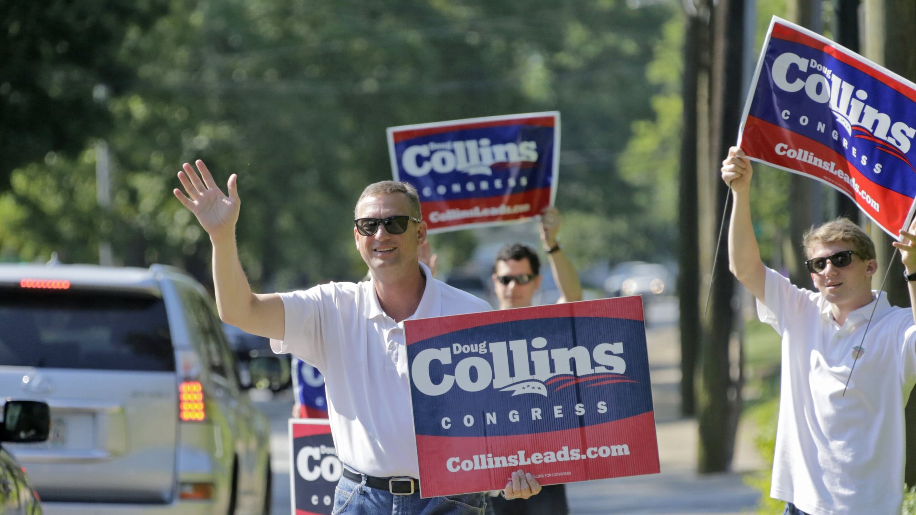 Incumbent U.S. Rep. Doug Collins campaigns Tuesday. BOB ANDRES / BANDRES@AJC.COM