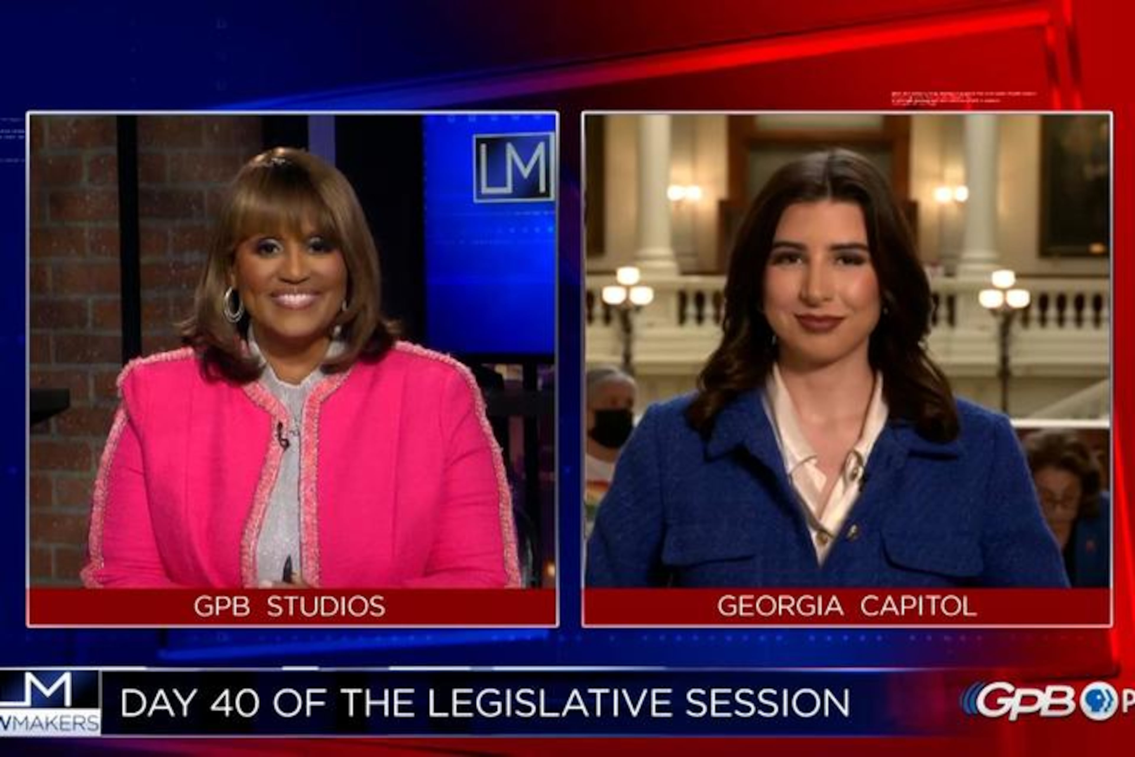 GPB's "Lawmakers," which airs daily during the state legislative session, has been a staple going back to 1960. It's now hosted by Donna Lowry (left). (Courtesy of GPB)