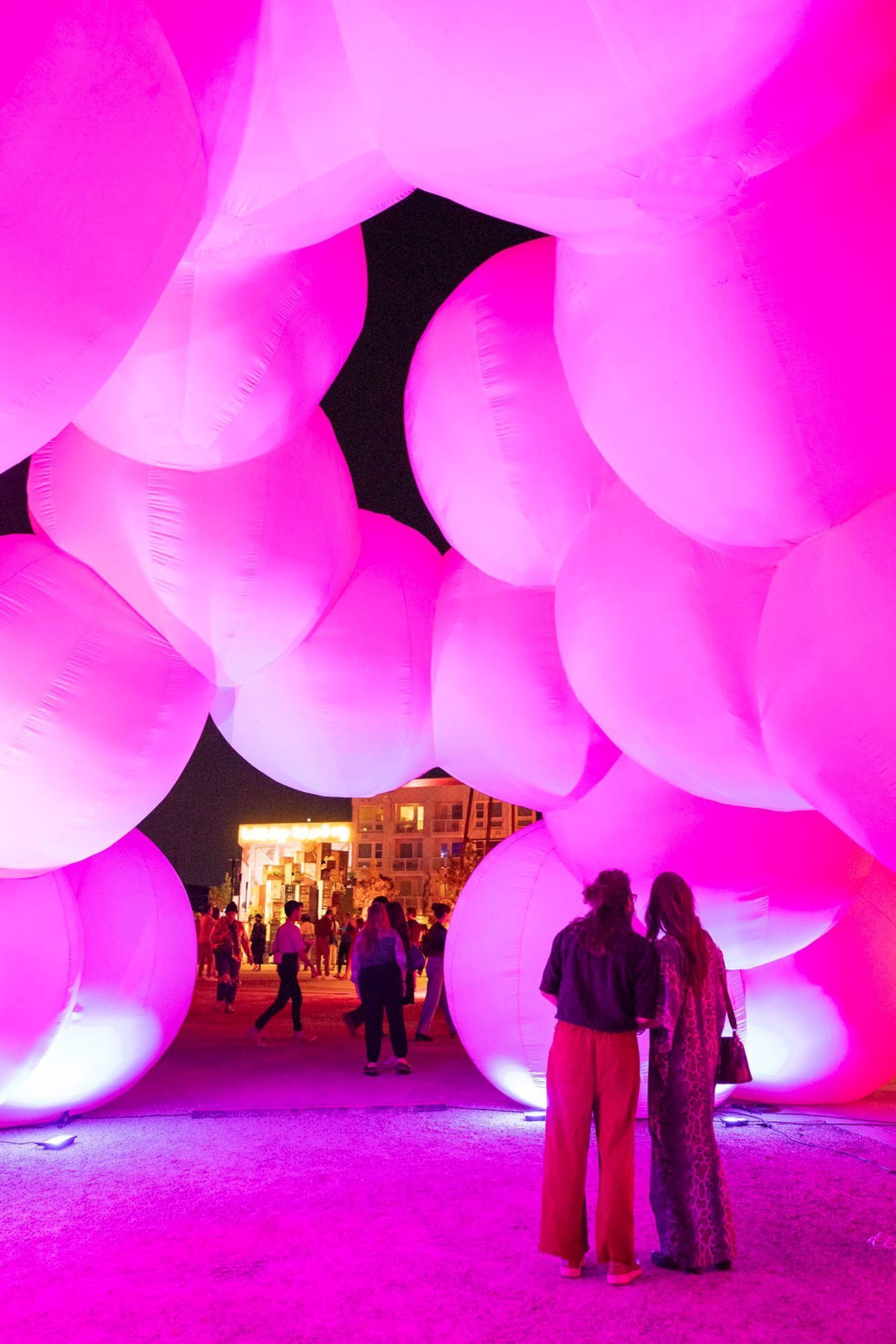 SITE 2025 entrance, "Millennial Pink" by Michael "MIKE" Stasny. (Courtesy of Isadora Pennington for ArtsATL)