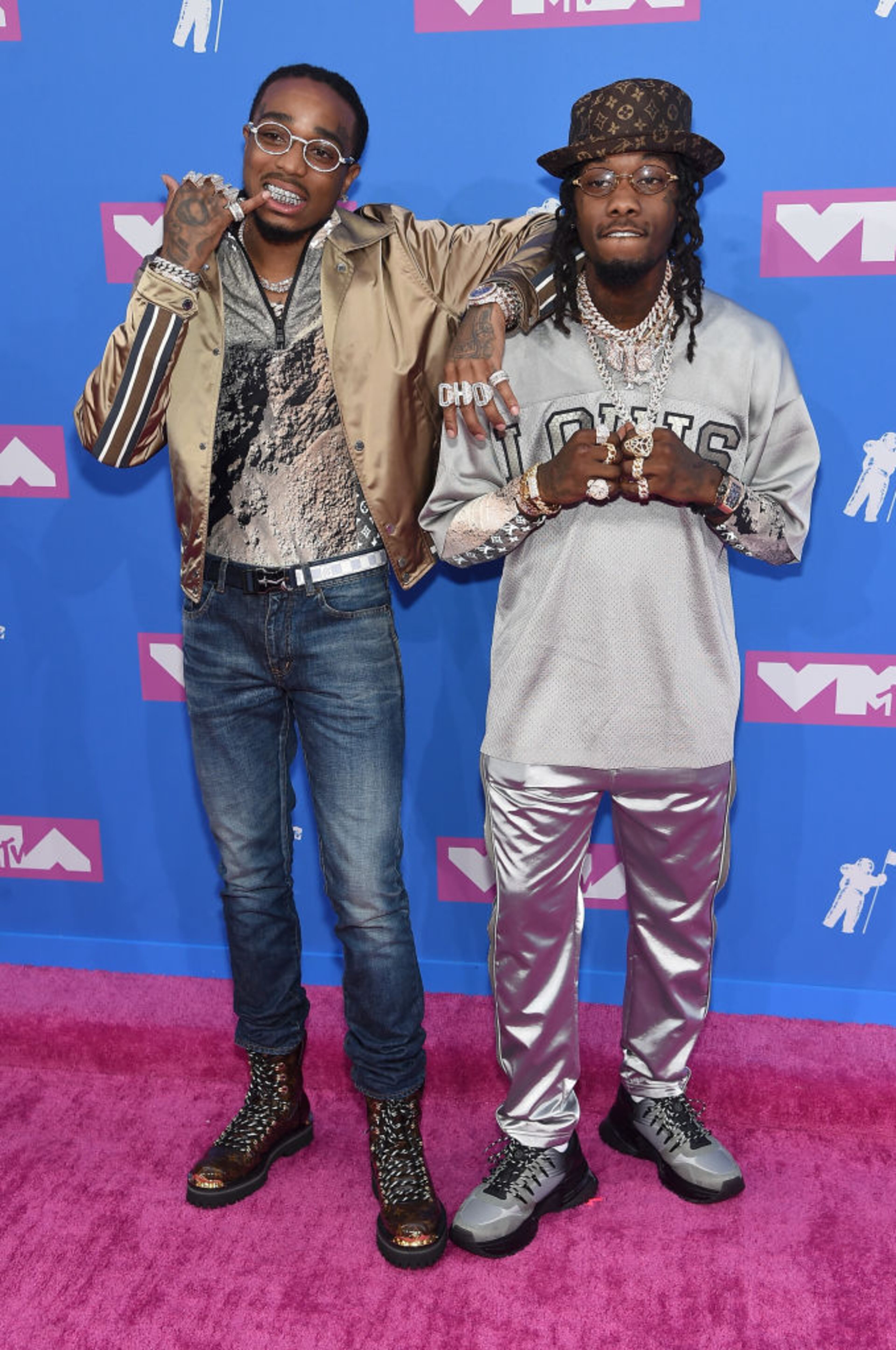 NEW YORK, NY - AUGUST 20: Quavo and Offset of the Migos attend the 2018 MTV Video Music Awards at Radio City Music Hall on August 20, 2018 in New York City. (Photo by Jamie McCarthy/Getty Images)