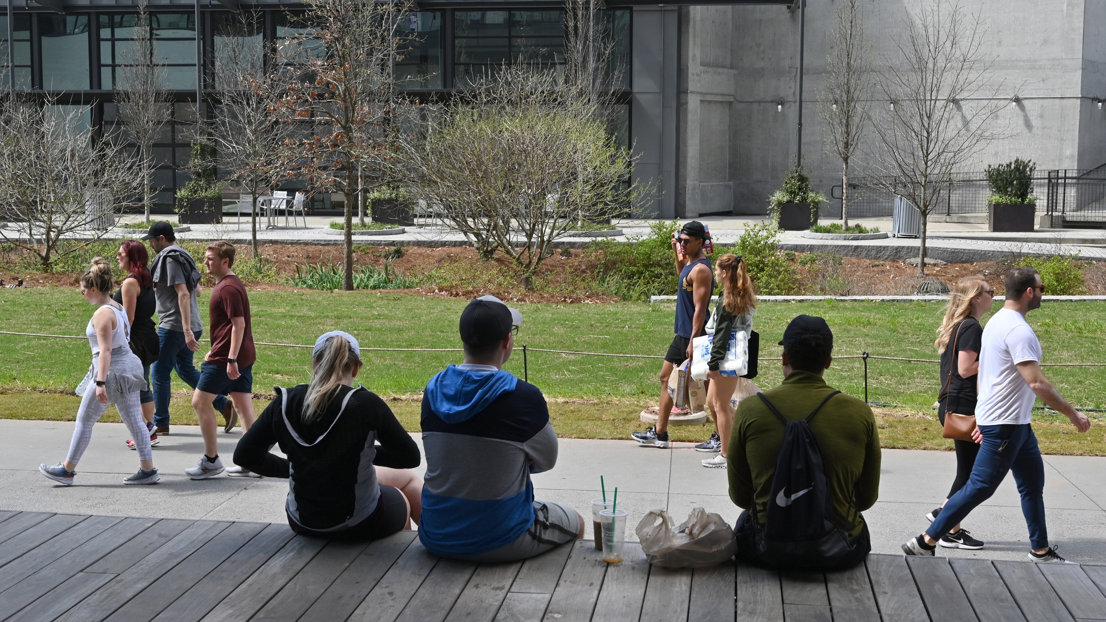People walk, bike and exercise on the Atlanta Beltline’s Eastside Trail side on Saturday, March 21, 2020. Both Piedmont Park and the Beltline are open although the city remains under a shelter at home order. Public health officials have urged people to distance themselves at least six feet from one another to avoid trasmitting the coronavirus. (Hyosub Shin / Hyosub.Shin@ajc.com)
