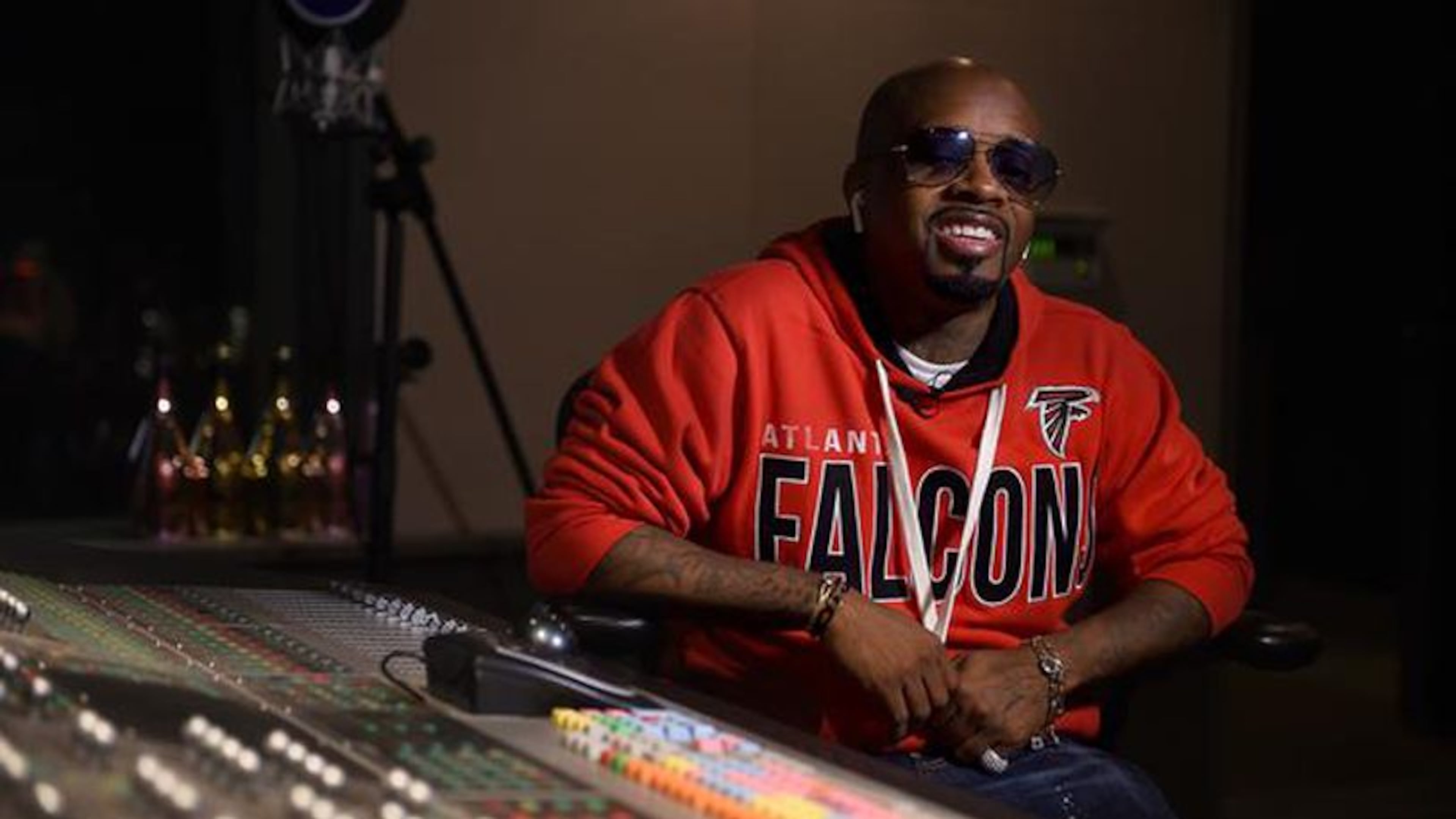 Music mogul Jermaine Dupri reflects on his career inside his Atlanta Southside Studios. Photo: RYON HORNE/RHORNE@AJC.COM