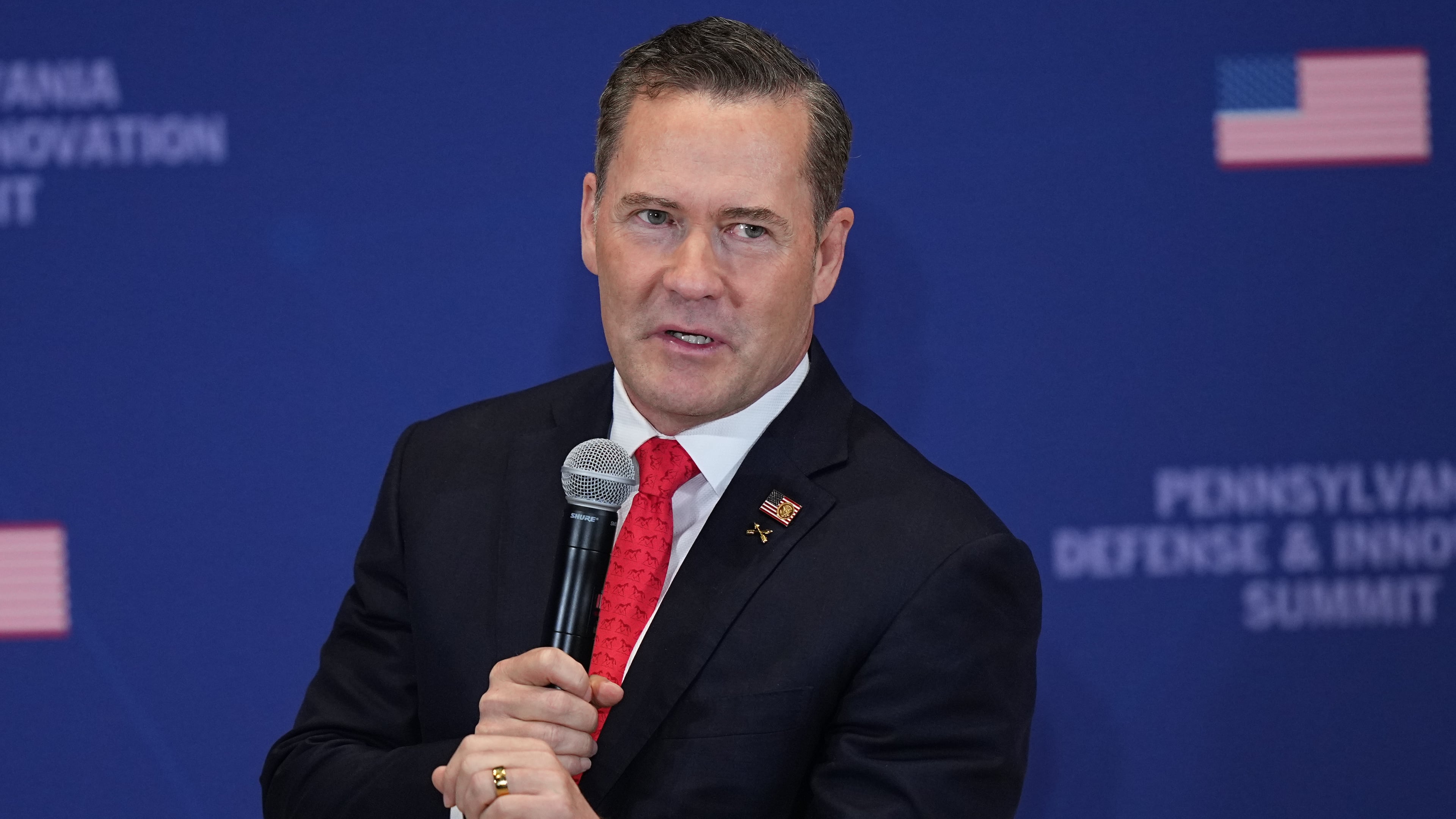 U.S. Ambassador to the United Nations Mike Waltz speaks before President Donald Trump arrives at the United States Army War College in Carlisle, Pa., during the Pennsylvania Defense and Innovation Summit, Wednesday, July 15, 2026. (AP Photo/Matt Rourke)