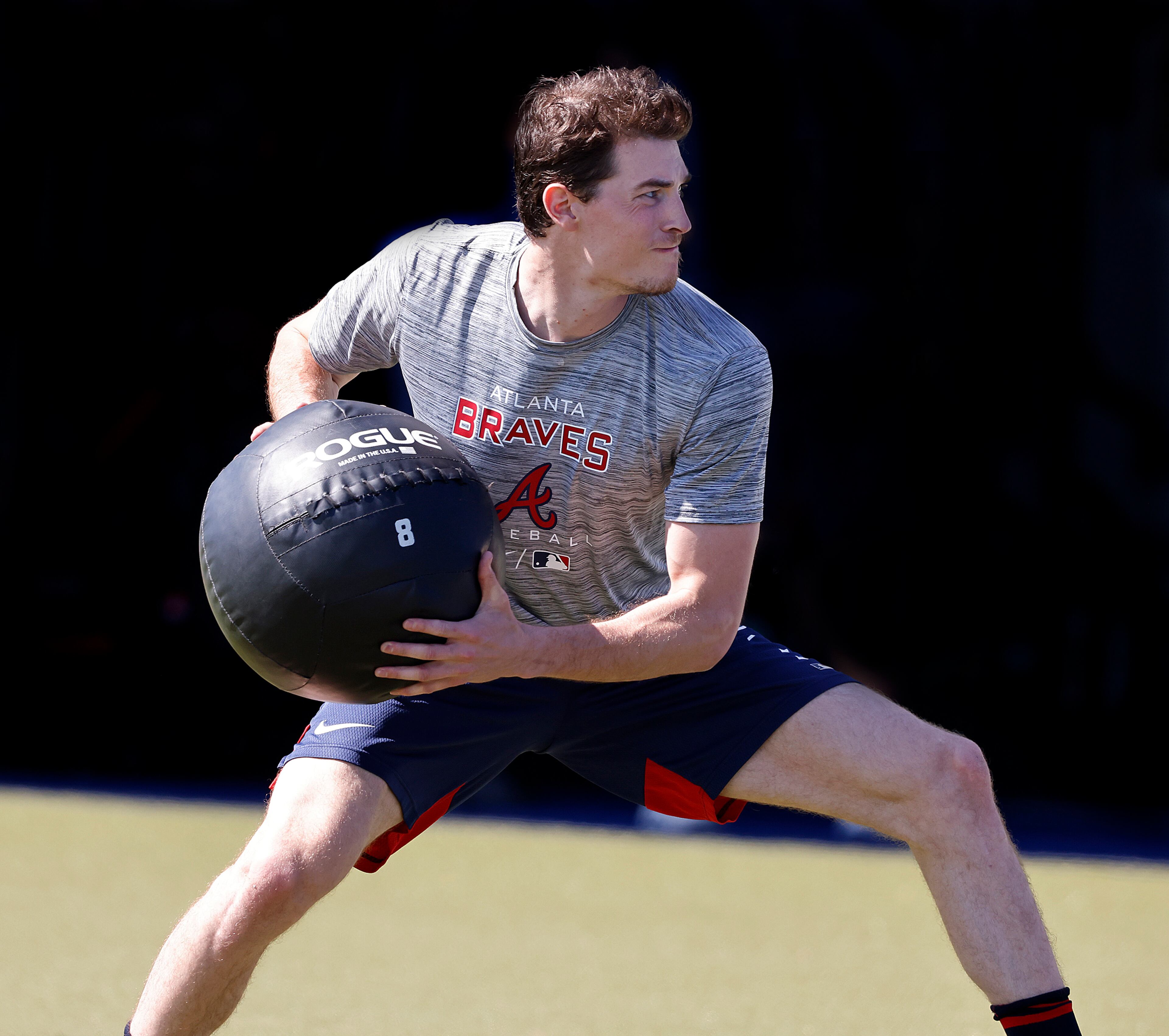 Braves pitcher Max Fried works on his strength and conditioning during Spring Training on Thursday, March 17, 2022, in North Port. “Curtis Compton / Curtis.Compton@ajc.com”