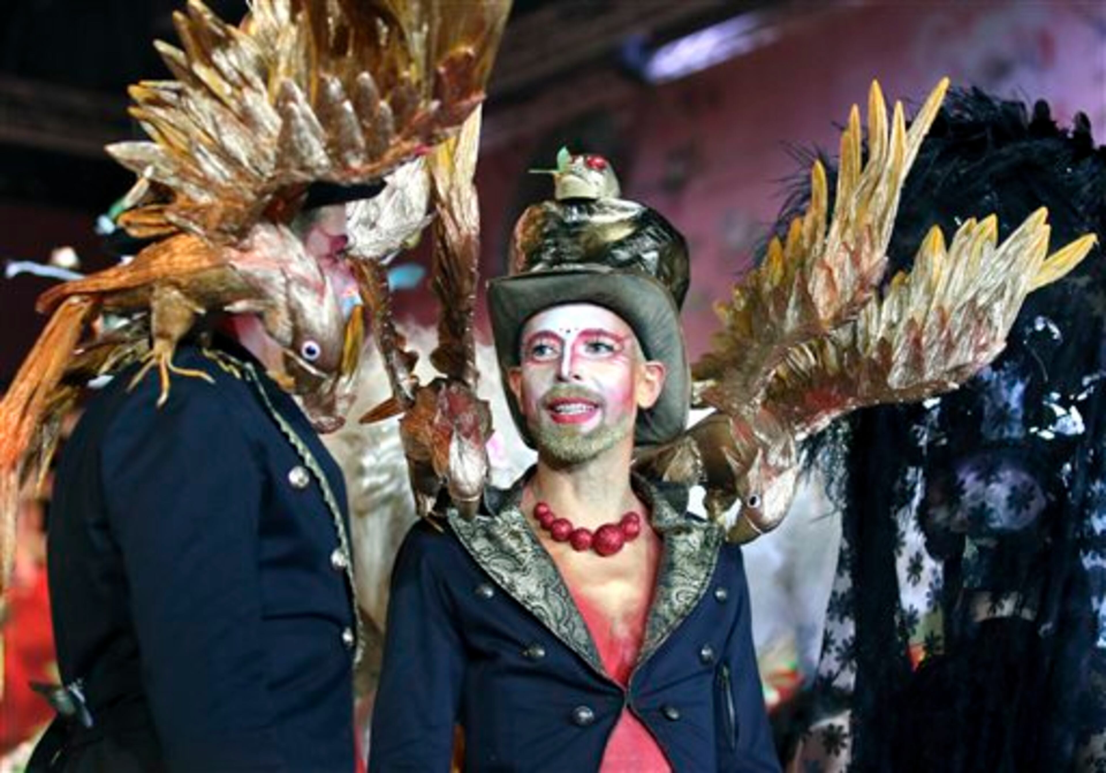 Models performs on stage during the opening ceremony of the Life Ball in front of City Hall in Vienna, Austria, Saturday, May 31, 2014. The Life Ball is a charity gala to raise money for people living with HIV and AIDS. (AP Photo/Ronald Zak)