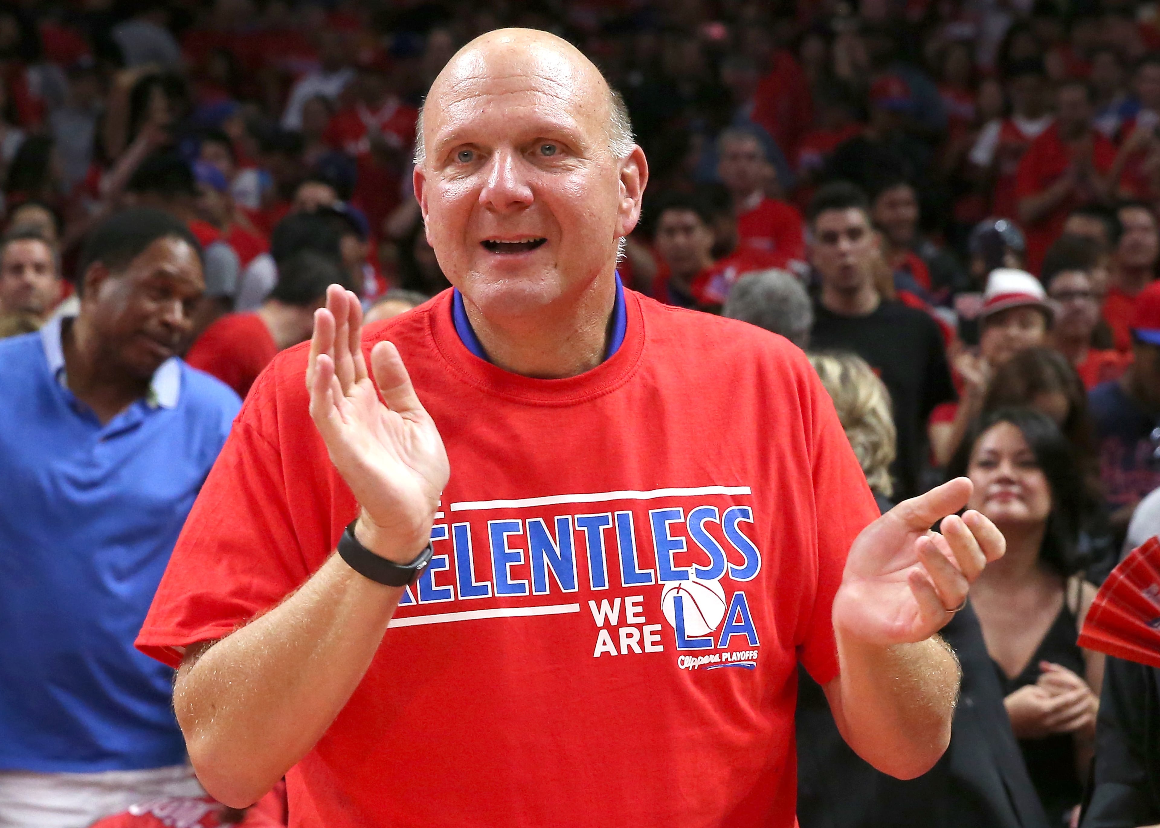 Microsoft executive and Los Angeles Clippers owners Steve Ballmer was pelted with eggs by a student during a lecture in Hungary in 2008. (Photo by Stephen Dunn/Getty Images)