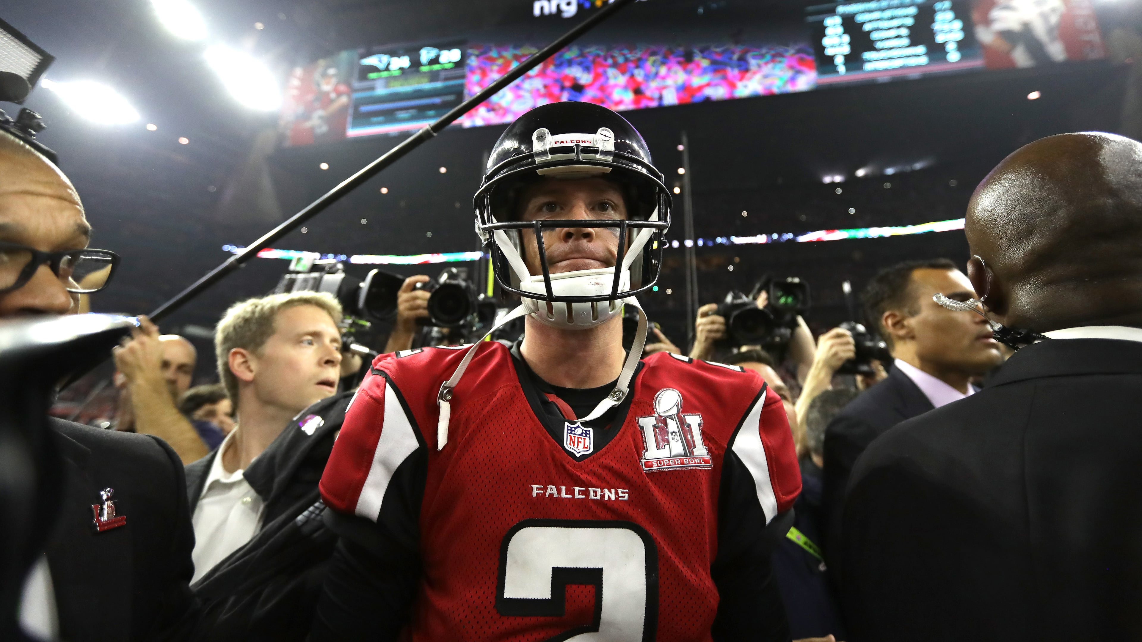 Falcons quarterback Matt Ryan walks off in dejection after 34-28 overtime loss to the New England Patriots at the Super Bowl Sunday, Feb. 5, 2017, at NRG Stadium in Houston.