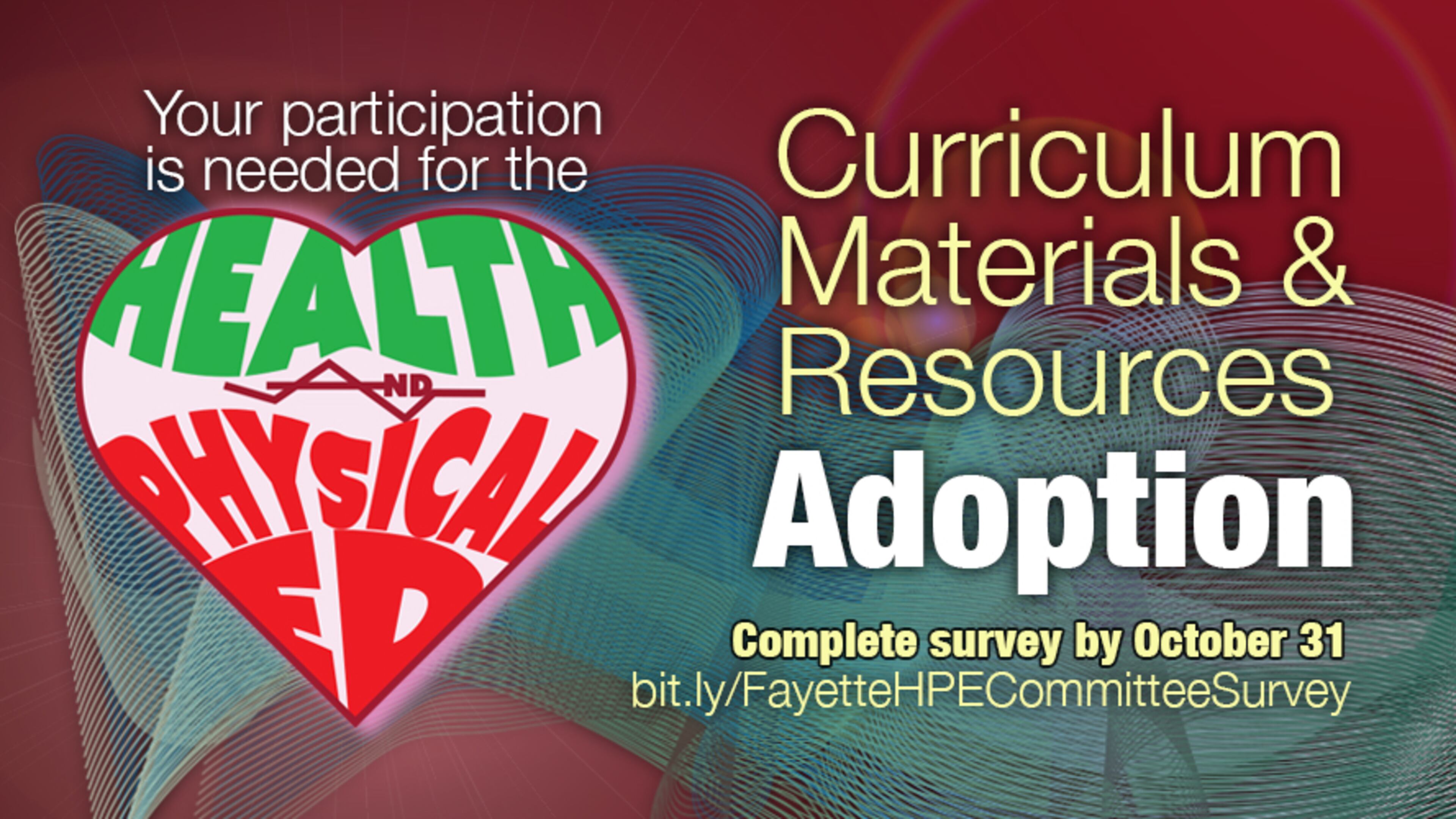 Fayette citizens interested in helping to select new health and physical education materials must apply to be on a review committee by Oct. 31. Courtesy FCBOE