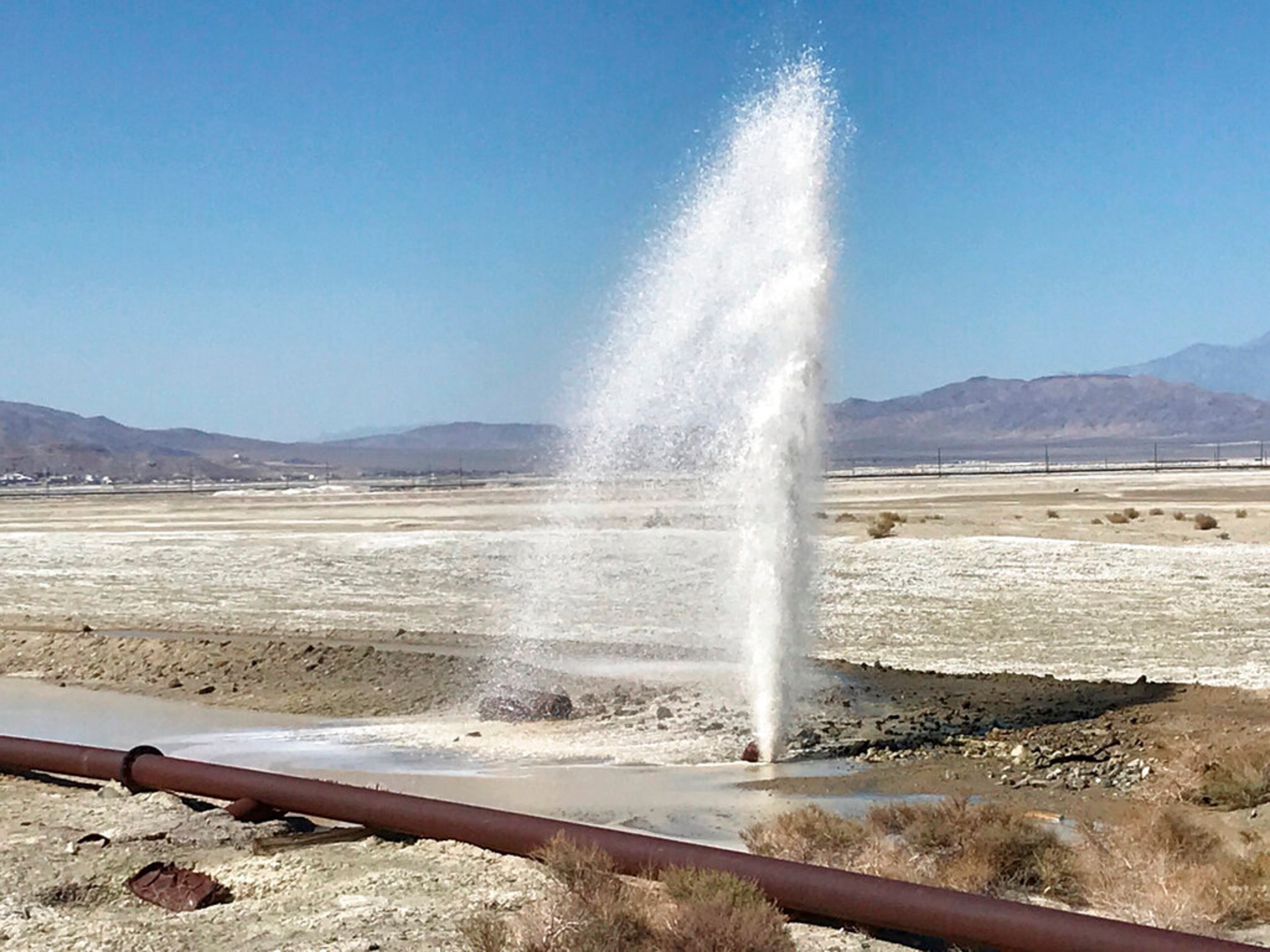 Pipes are damaged from an earthquake, Thursday, July 4, 2019, in Trona, Calif. A strong earthquake rattled a large swath of Southern California and parts of Nevada on Thursday, rattling nerves on the July 4th holiday and causing some damage in a town near the epicenter, followed by a swarm of aftershocks.