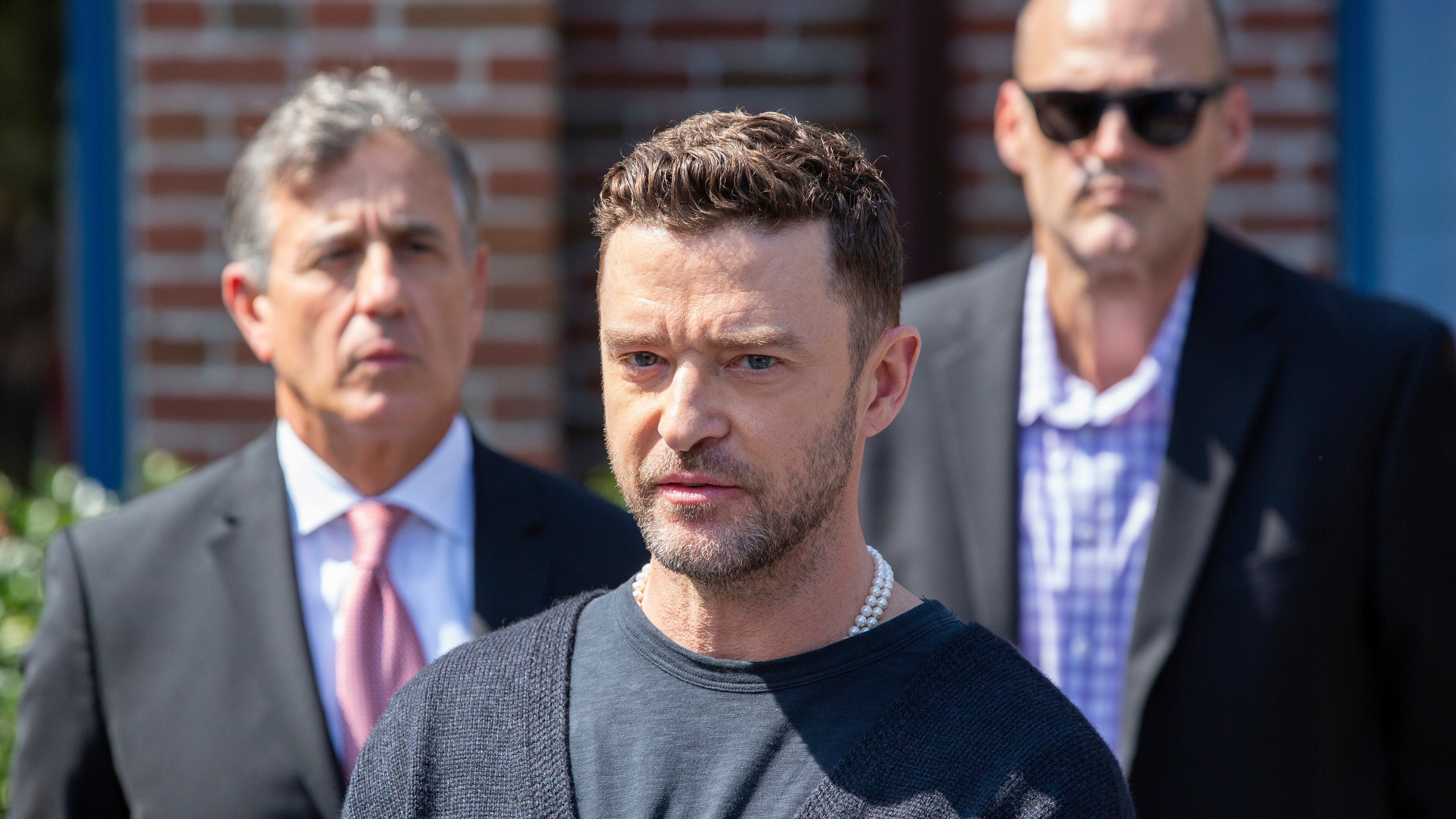 FILE - Justin Timberlake urges drivers not to get behind the wheel after even a single alcoholic drink in Sag Harbor, New York, Sept. 13, 2024, as part of his sentence for driving while impaired. (AP Photo/Ted Shaffrey, File)