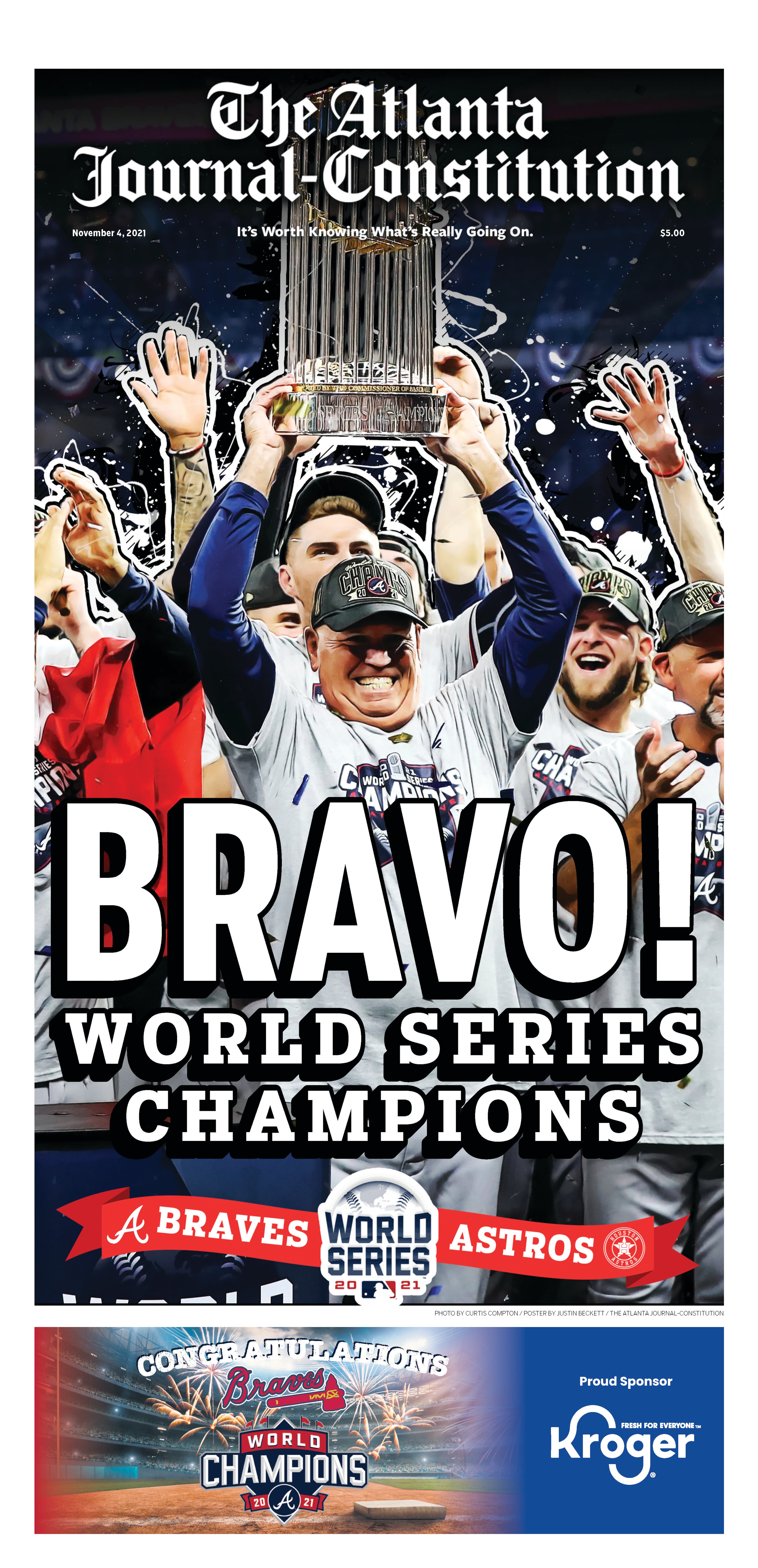A Braves celebration section for AJC subscribers in Thursday’s print editions