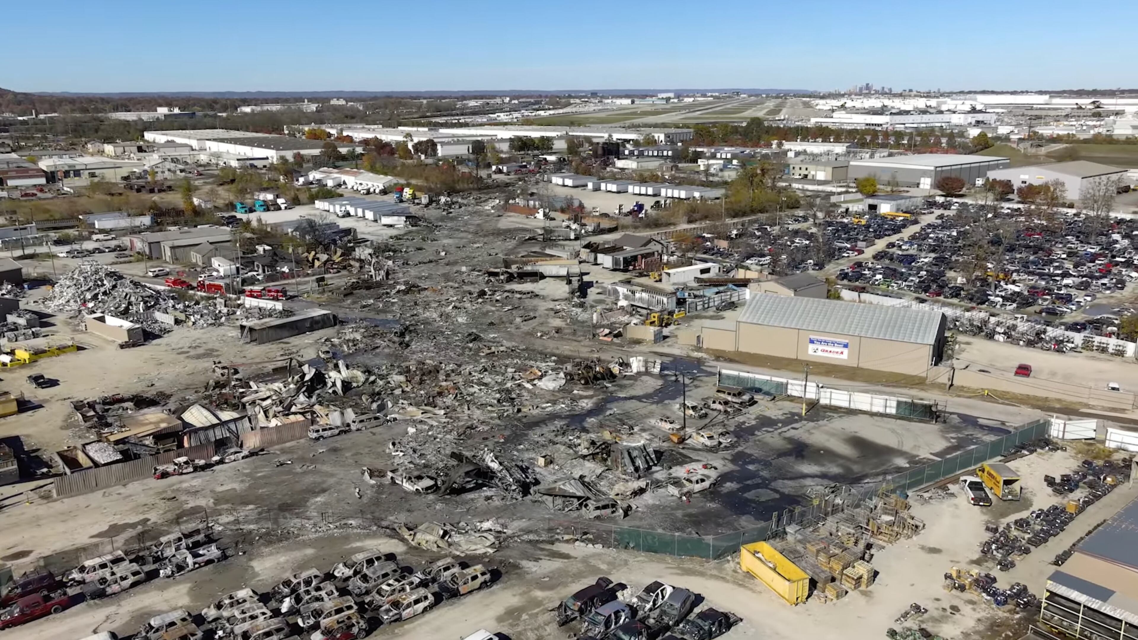 FILE - This photo provided by the National Transportation Safety Board shows UPS plane crash scene on Nov. 6, 2025 in Louisville, Ky. (NTSB via AP,File)
