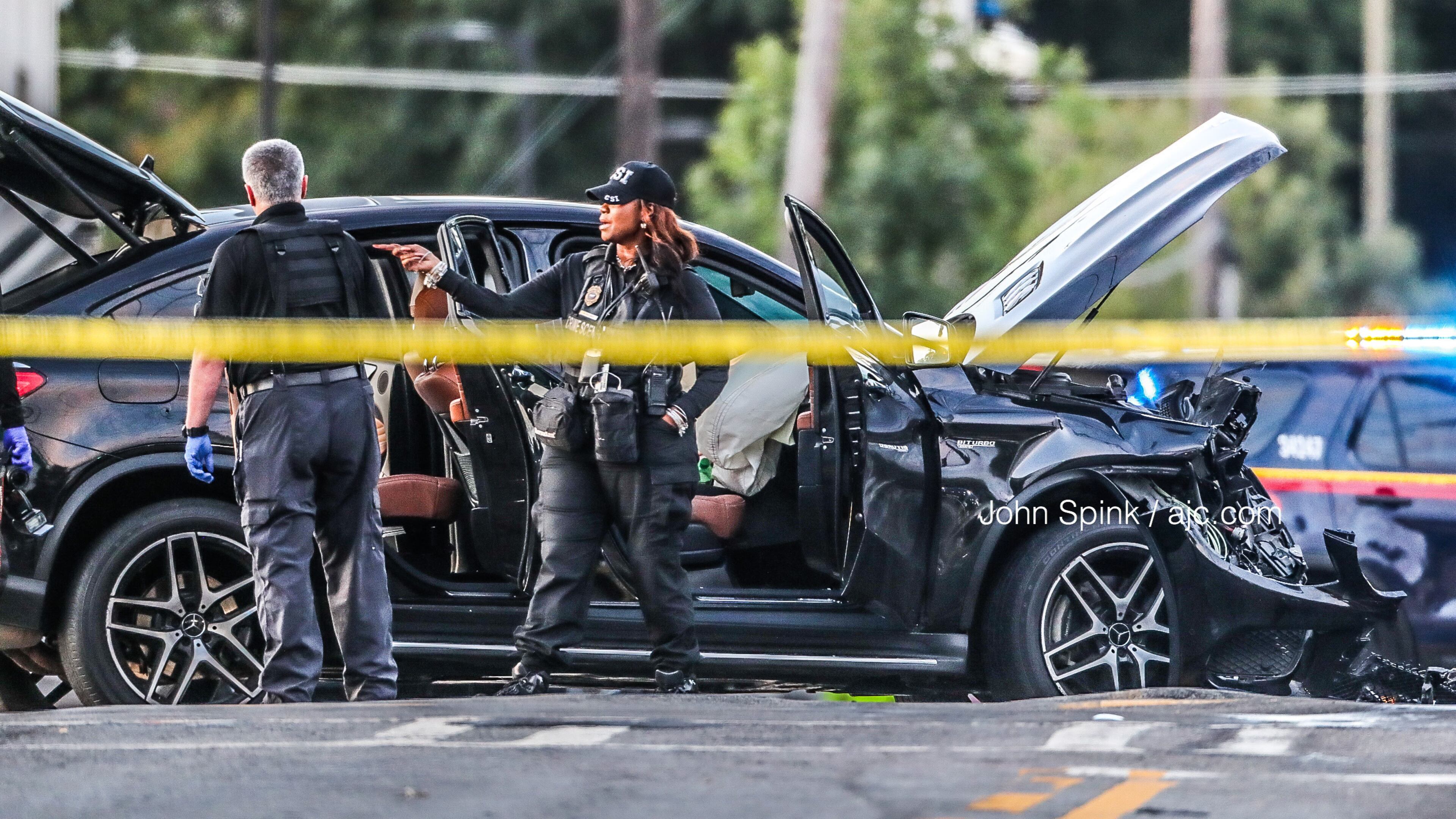 Joseph E. Boone Boulevard was blocked at Joseph E. Lowery Boulevard. Uniform police officers were on the scene Thursday morning.