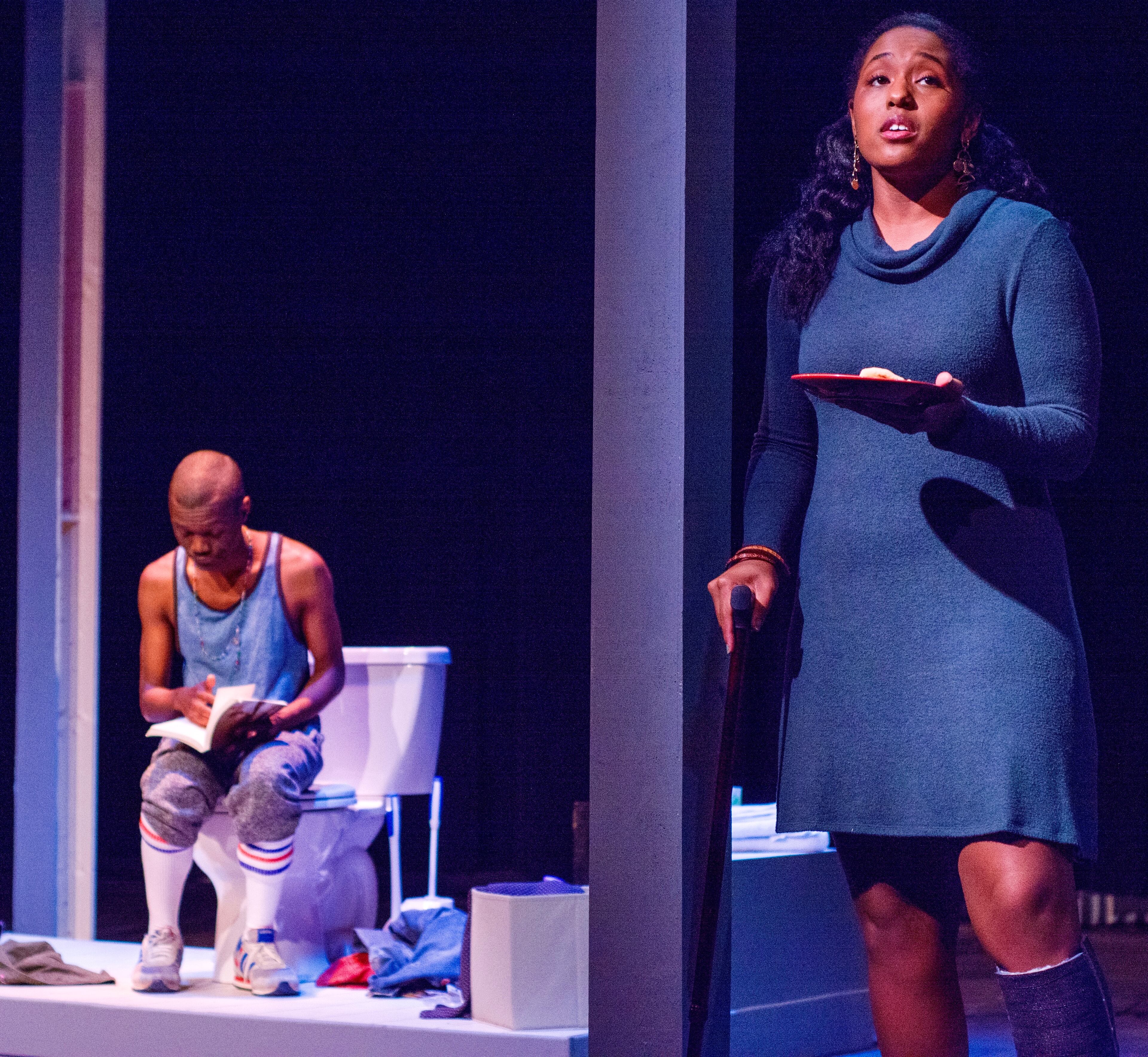 Out Front Theatre’s production of “When Last We Flew” features A.J. Thomson (left) and Jasmine Thomas.