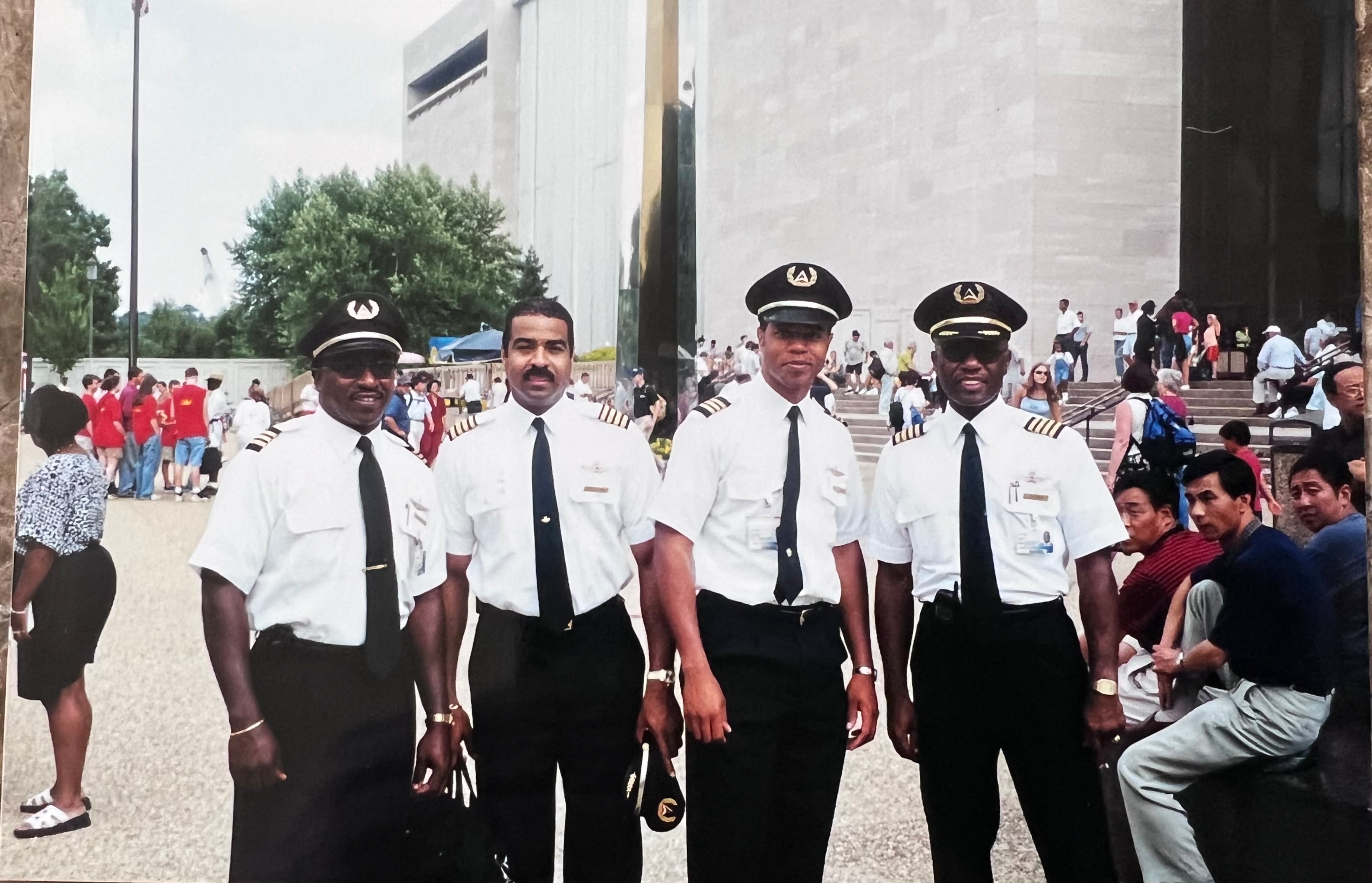 The crew of the first Delta Dream Flight in July 2000, with John Bailey at far right. (Courtesy of Delta)