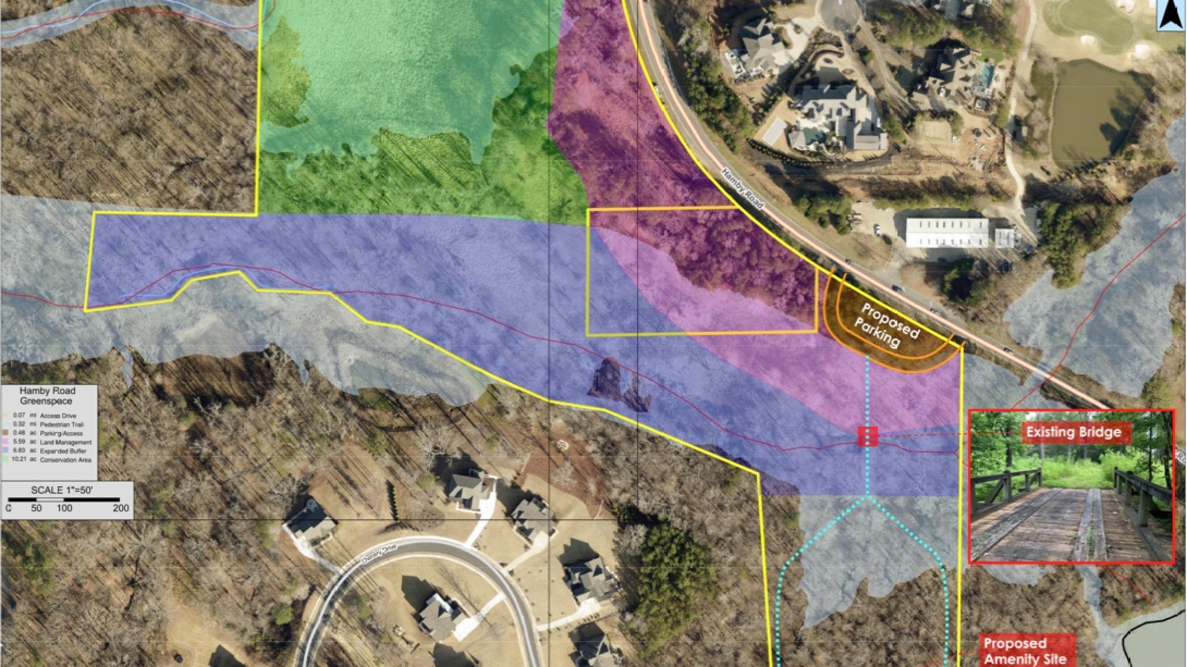 Milton has released draft concepts for Greenprint, and six city greenspaces including this 28-acre Hamby Road space. (Courtesy City of Milton)