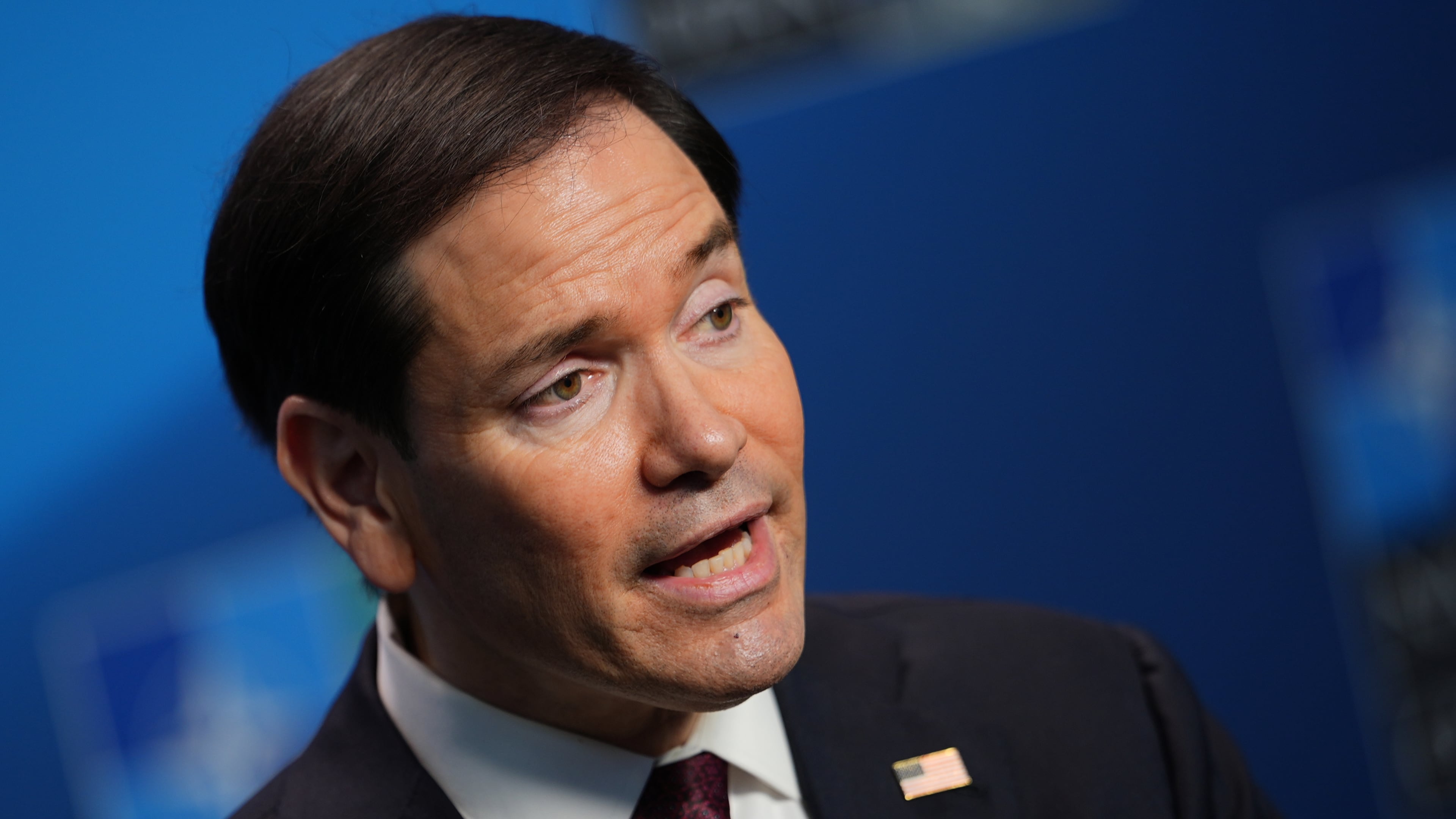 United States Secretary of State Marco Rubio speaks with journalists during a meeting of NATO foreign ministers in Helsingborg, Sweden, Friday, May 22, 2026. (AP Photo/Julia Demaree Nikhinson, Pool)
