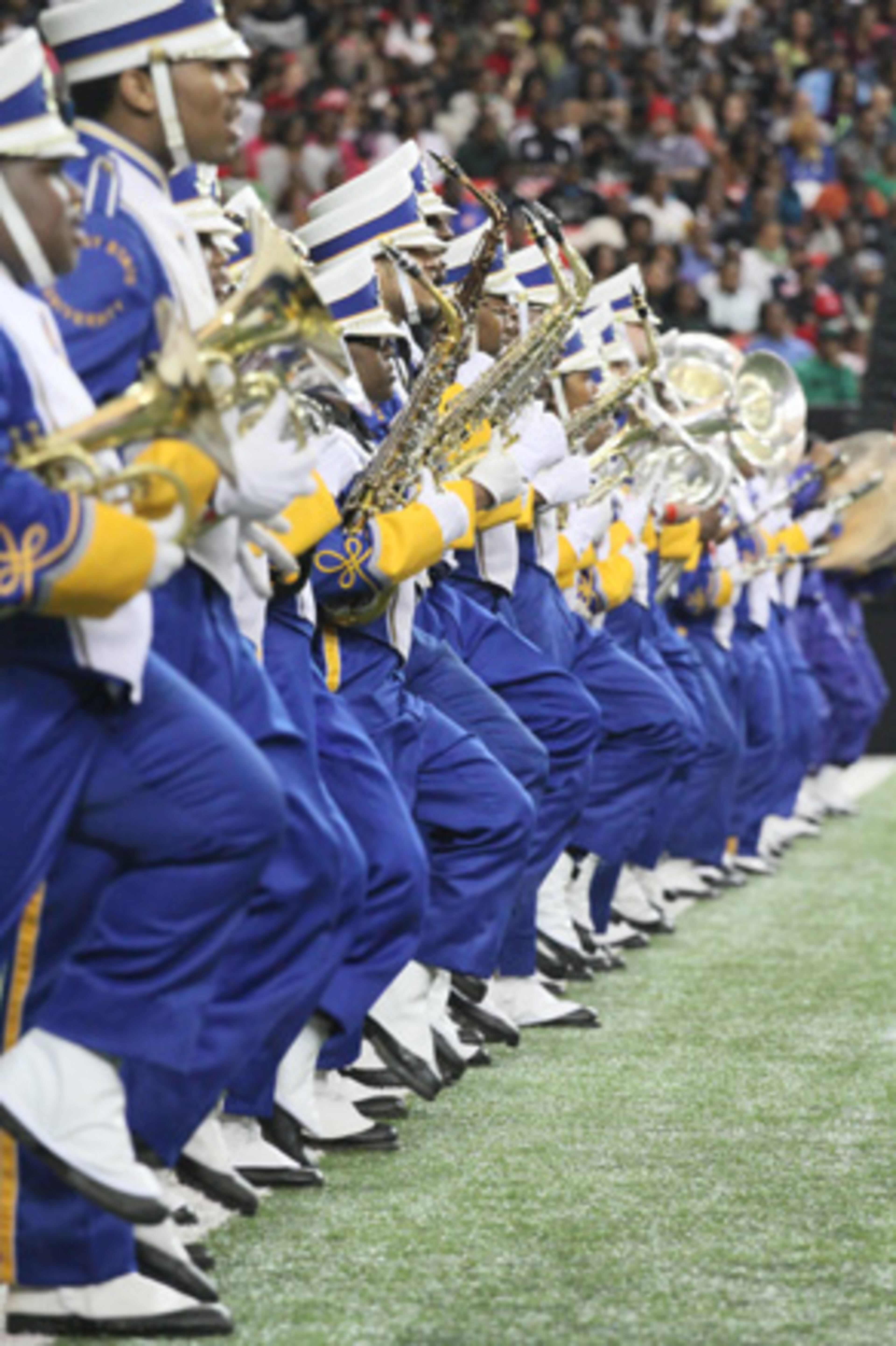 The battle is a showcase rather than a competition as the bands demonstrated the pageantry, showmanship and musicianship of each school's program.