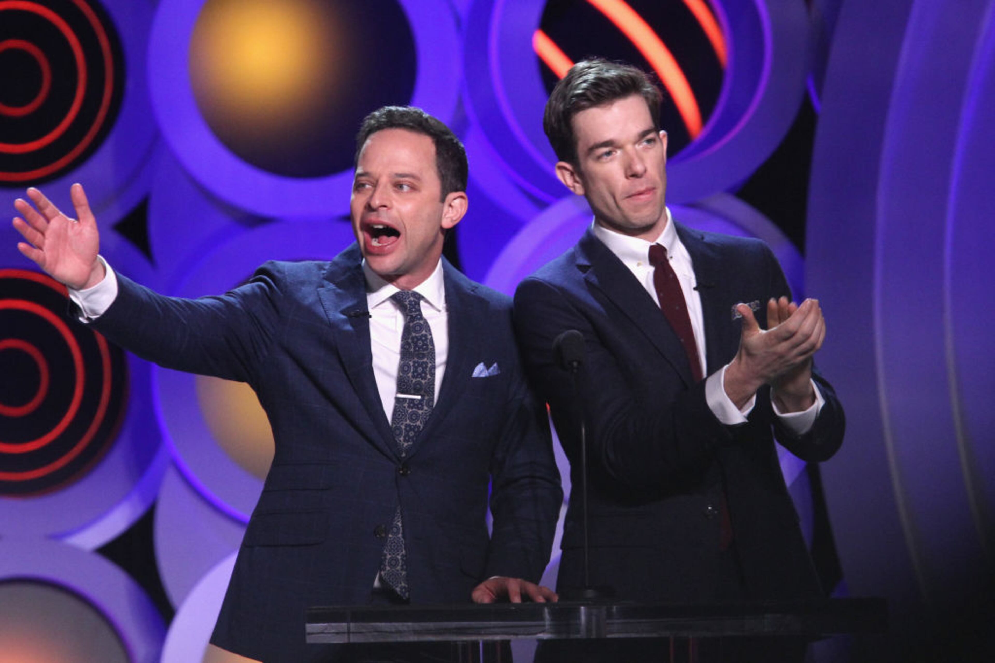 SANTA MONICA, CA - MARCH 03: Comedians Nick Kroll and John Mulaney speak onstage during the 2018 Film Independent Spirit Awards on March 3, 2018 in Santa Monica, California. (Photo by Tommaso Boddi/Getty Images)