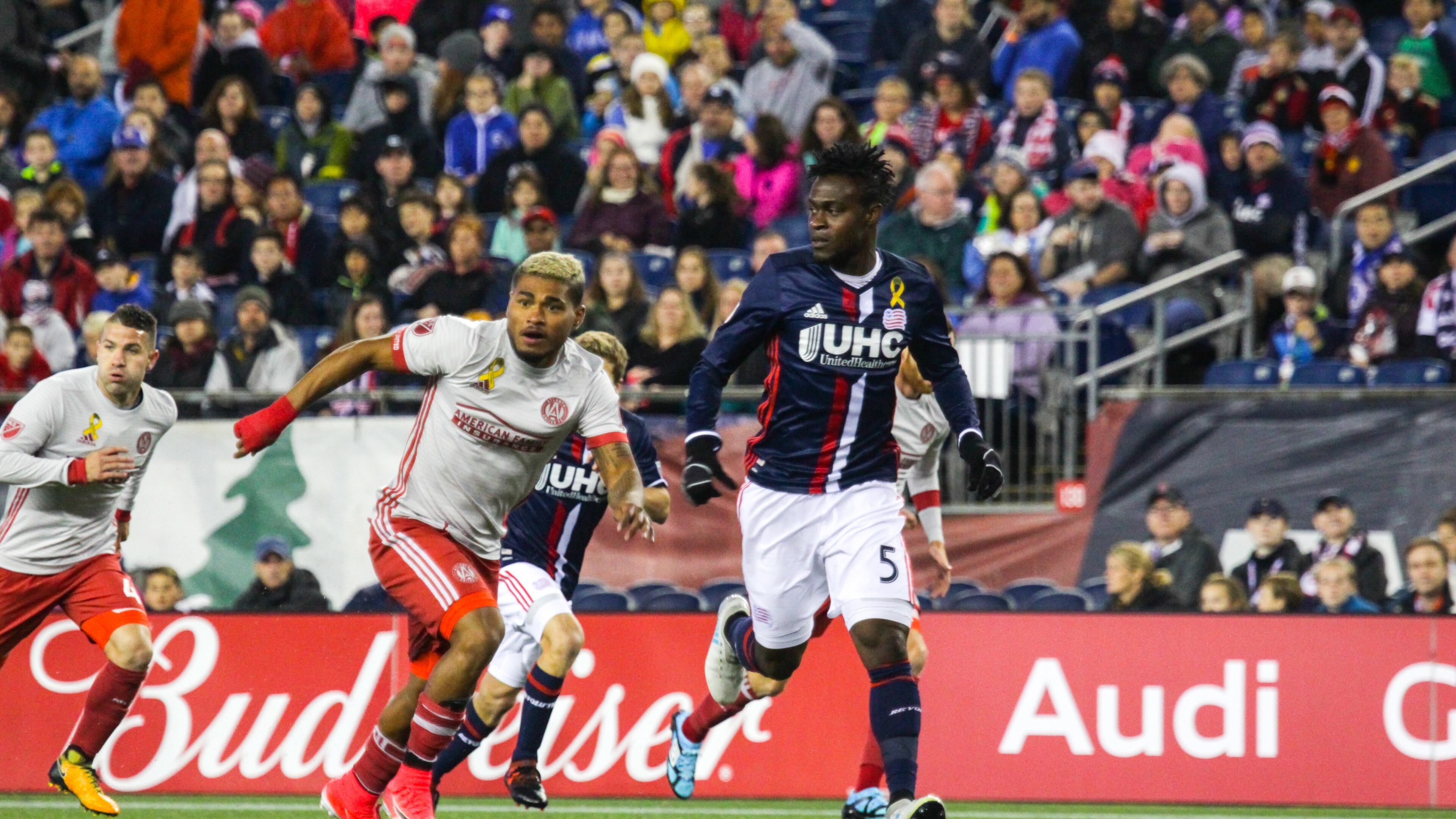 Atlanta United's Josef Martinez makes a run in the first half of Saturday's game against New England at Gillette Stadium. (Mike Alfano / Atlanta United)