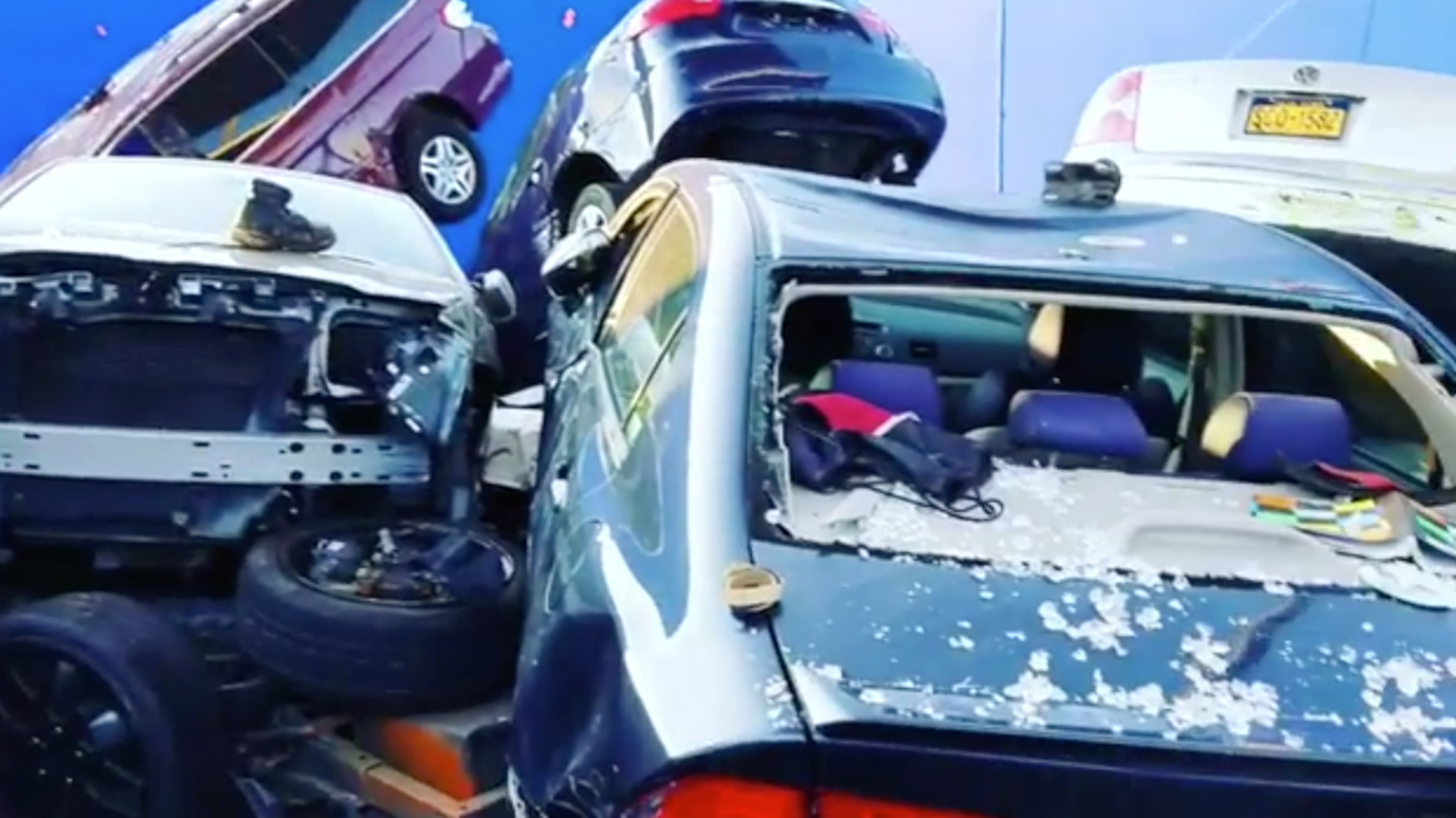 An image of wrecked cars from "Fast 8" director F. Gary Gray's short video clip.