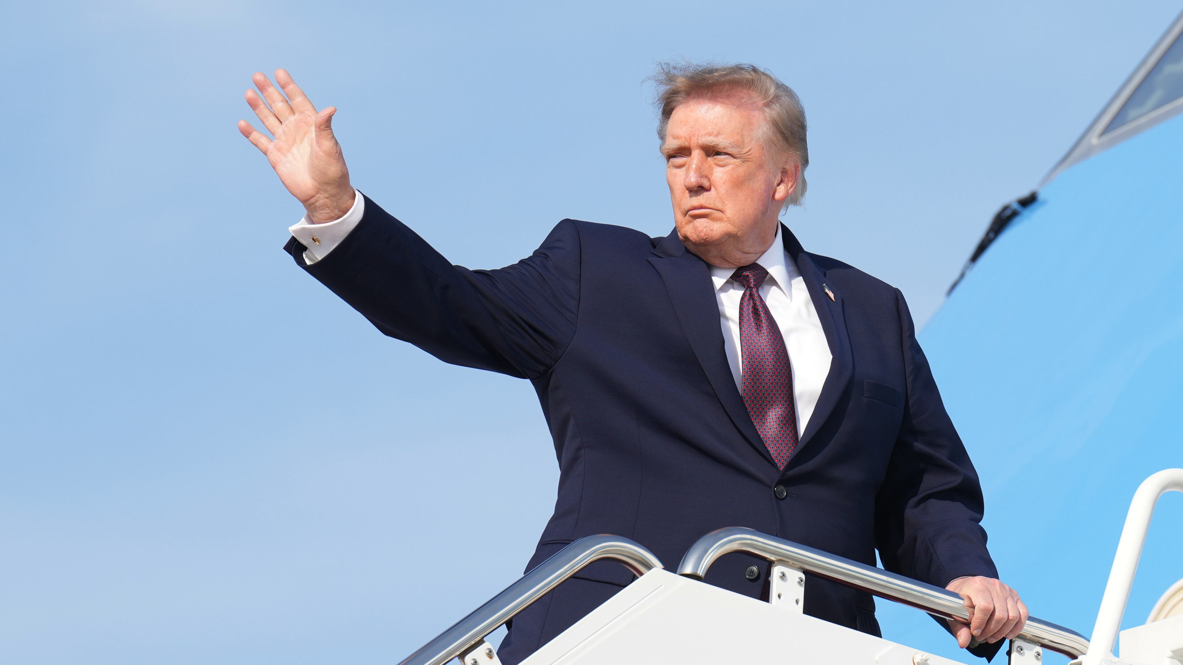 President Donald Trump boards Air Force One at Joint Base Andrews, Md., Friday, Oct. 2, 2026, en route to Alabama. (AP Photo/Jacquelyn Martin)