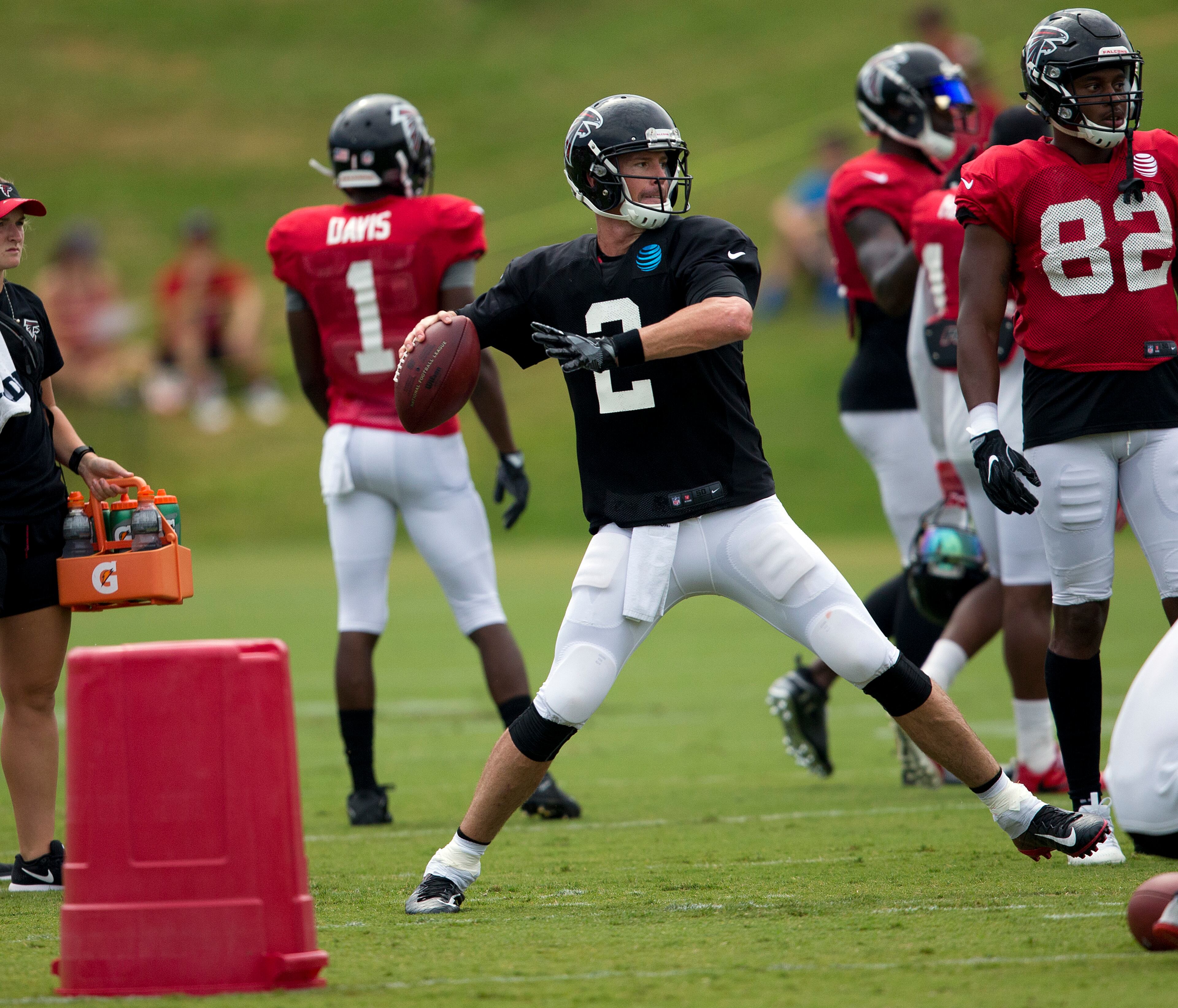 Falcons QB Matt Ryan throws during Wednesday's training camp practice.