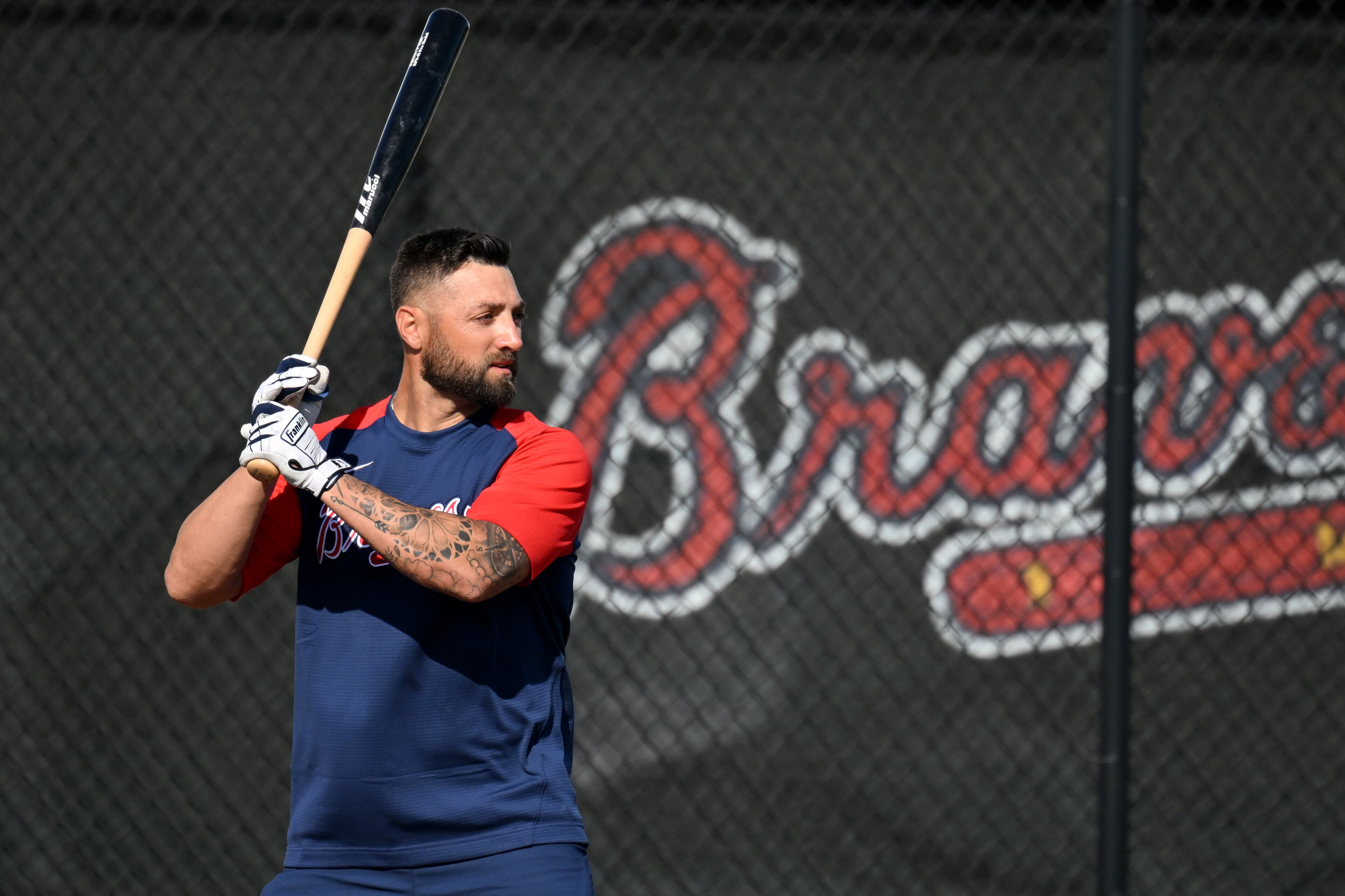 Atlanta Braves outfielder Kevin Pillar prepares to hit. (Hyosub Shin / Hyosub.Shin@ajc.com)