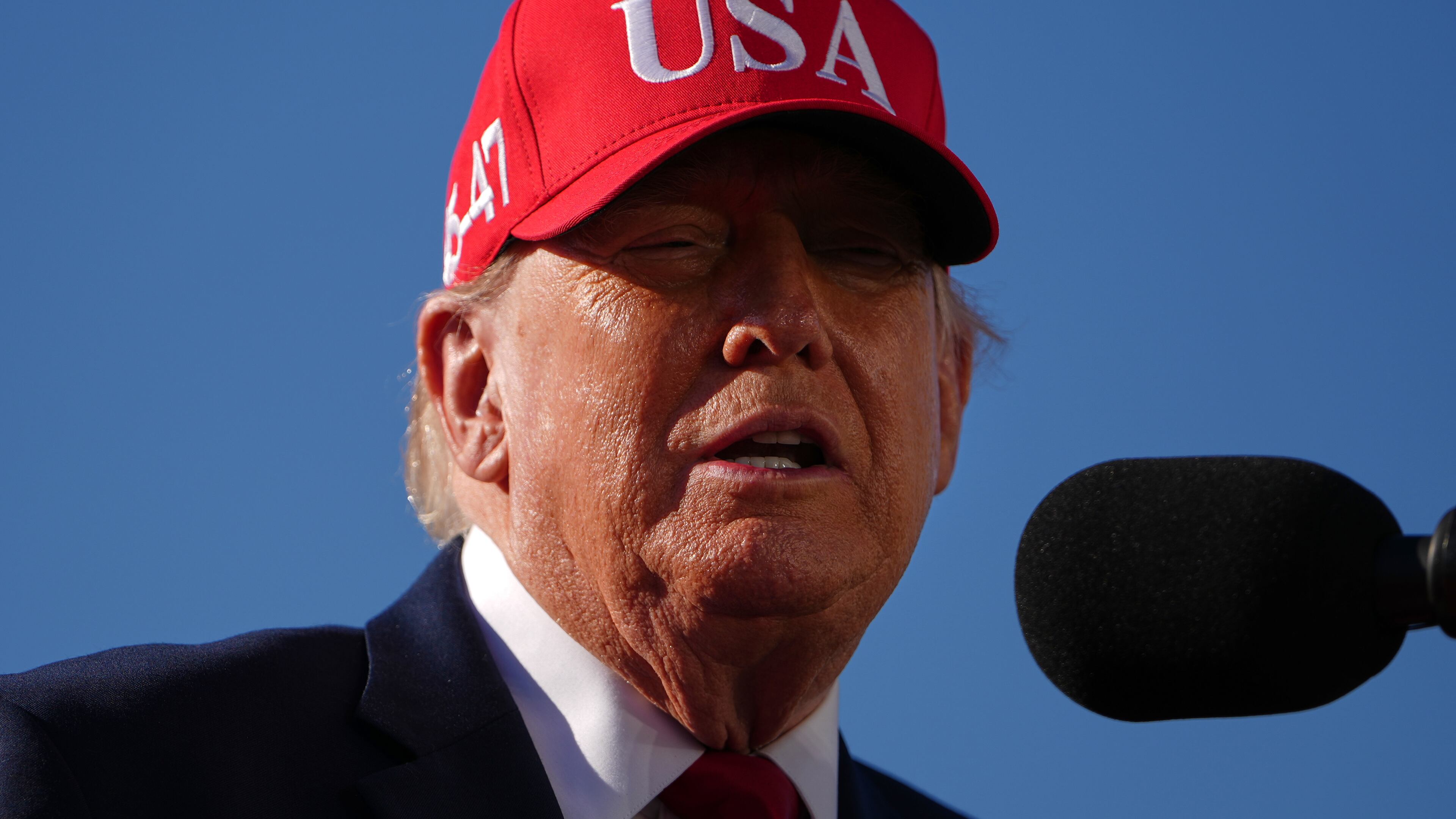 President Donald Trump speaks at an event for Anduril Industries, Inc., at Sparrows Point Shipyard, Tuesday, Oct. 6, 2026, in Sparrows Point, Md. (AP Photo/Julia Demaree Nikhinson)