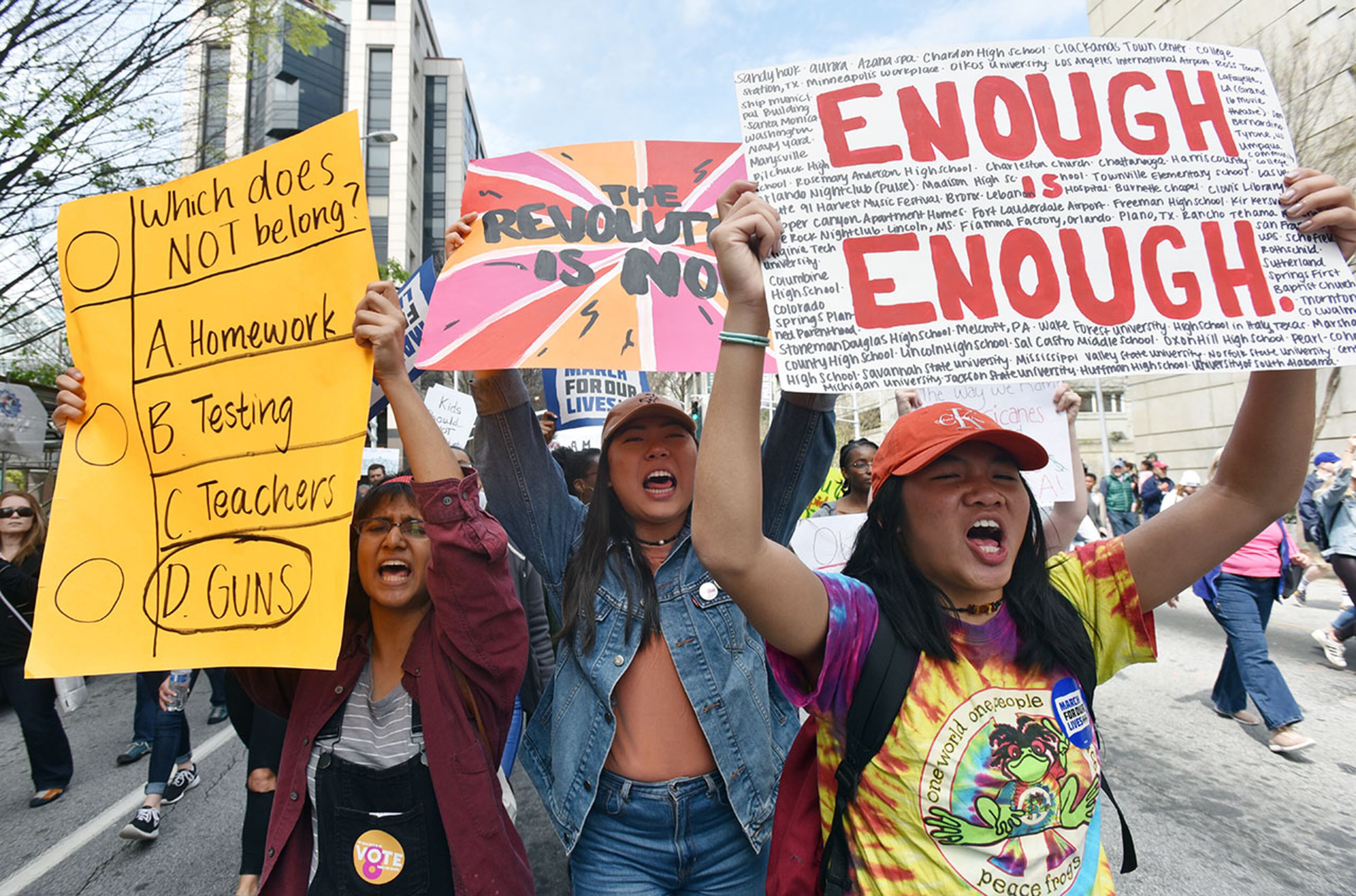 March 24, 2018 Atlanta - Thousands of people march to Liberty Plaza during the March For Our Lives rally in downtown Atlanta on Saturday, March 24, 2018. Atlanta police estimated the crowd at near 30,000 for today's March for Our Lives. People of all ages were drawn to one of the nationwide demonstrations in a movement begun by student survivors of last month's mass killing in a Parkland, Fla., school. Some of those Florida students were among the speakers in Atlanta. HYOSUB SHIN / HSHIN@AJC.COM