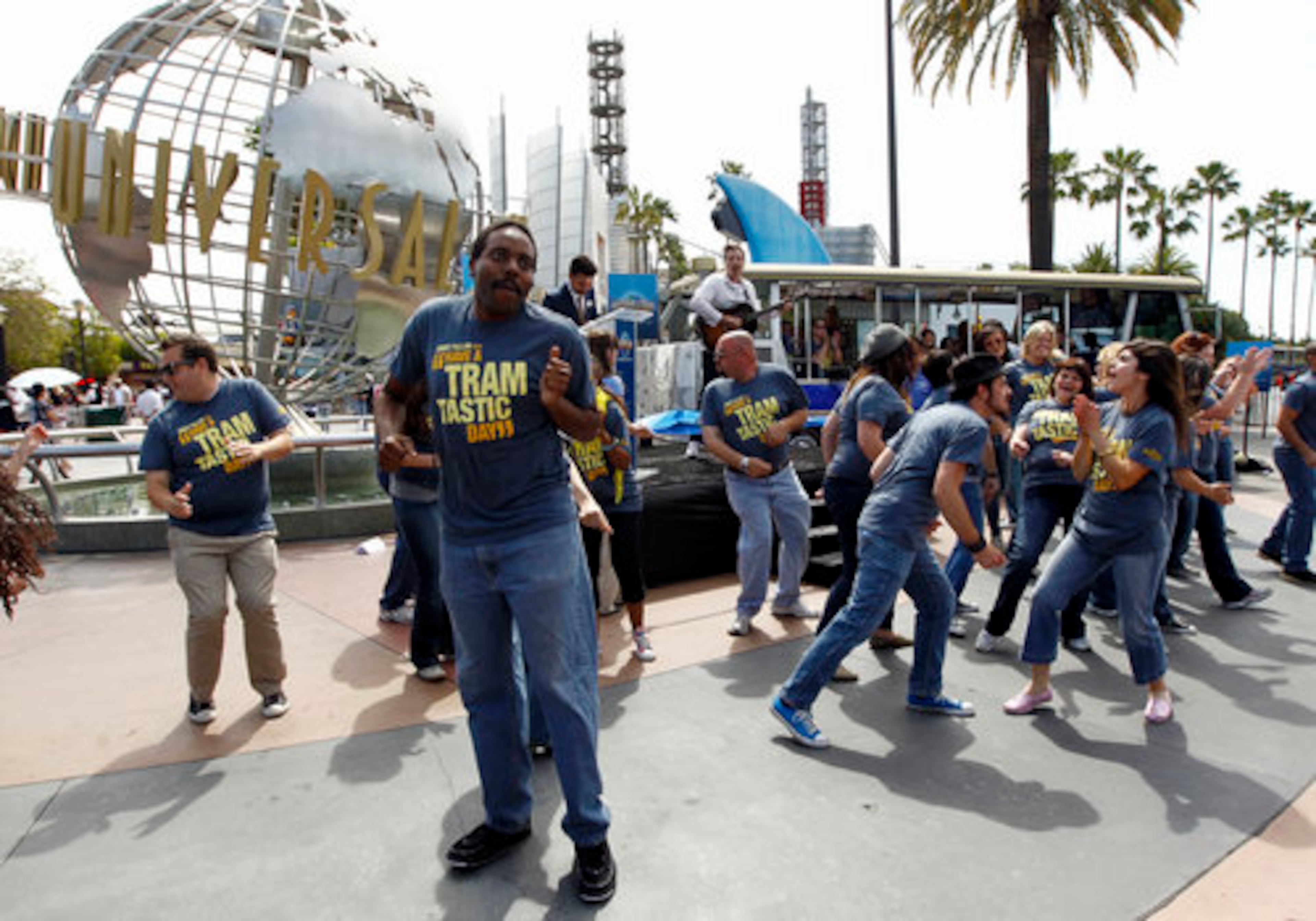 A flash mob danced while Fallon played "Tram-tastic."