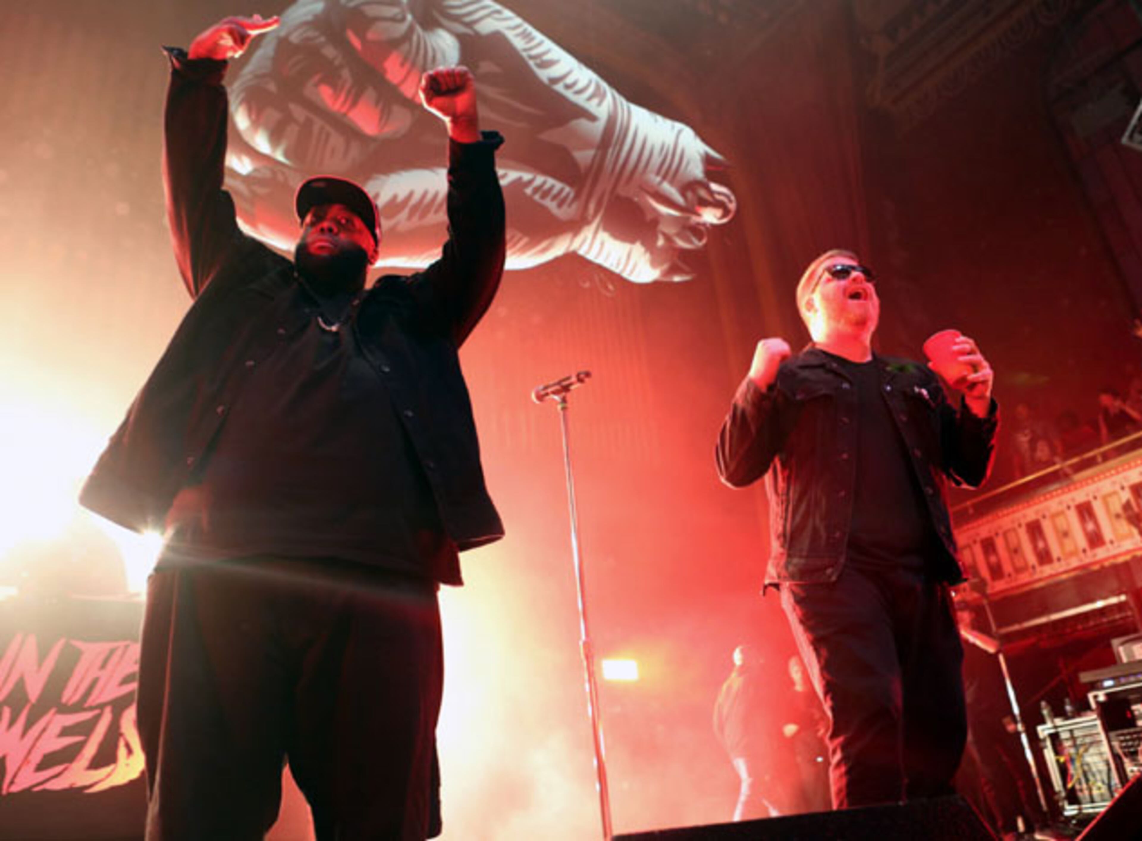 #2 of #25. PLEASE KEEP IN SEQUENTIAL ORDER FOR THE CONTINUITY OF THE GALLERY. -- Killer Mike and EL-P perform "Talk to Me."Run the Jewels, also known by the acronym RTJ, is an American hip hop supergroup formed in 2013 by rapper/producer El-P and rapper Killer Mike. They played to a sold out Tabernacle crowd on Saturday, January 21, 2017, with openers The Gaslamp Killer, Gangsta Boo, CUZ and Nick Hook.Robb Cohen Photography & Video /RobbsPhotos.com