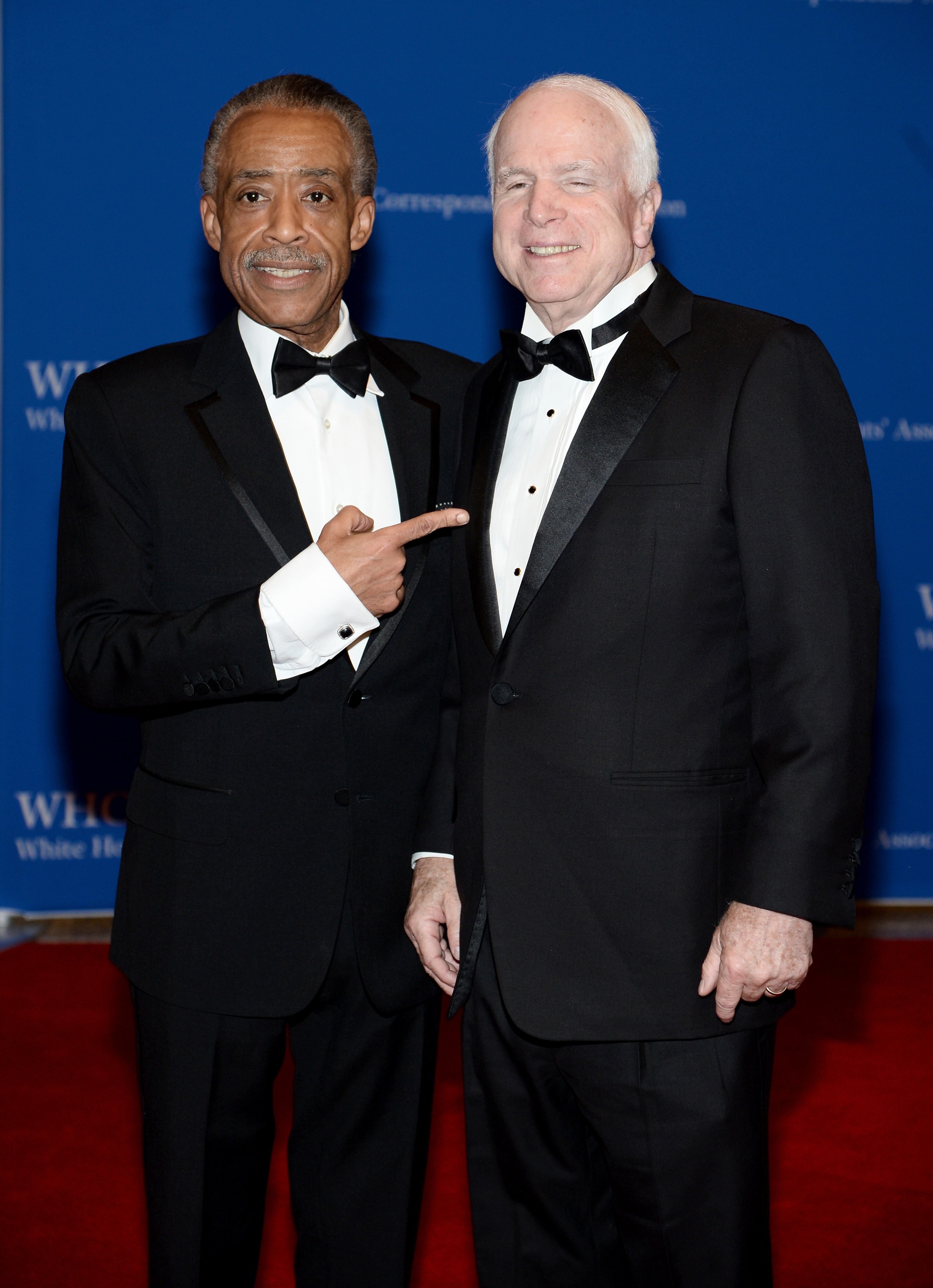 WASHINGTON, DC - MAY 03: Al Sharpton and Senator John McCain attend the 100th Annual White House Correspondents' Association Dinner at the Washington Hilton on May 3, 2014 in Washington, DC. (Photo by Dimitrios Kambouris/Getty Images)