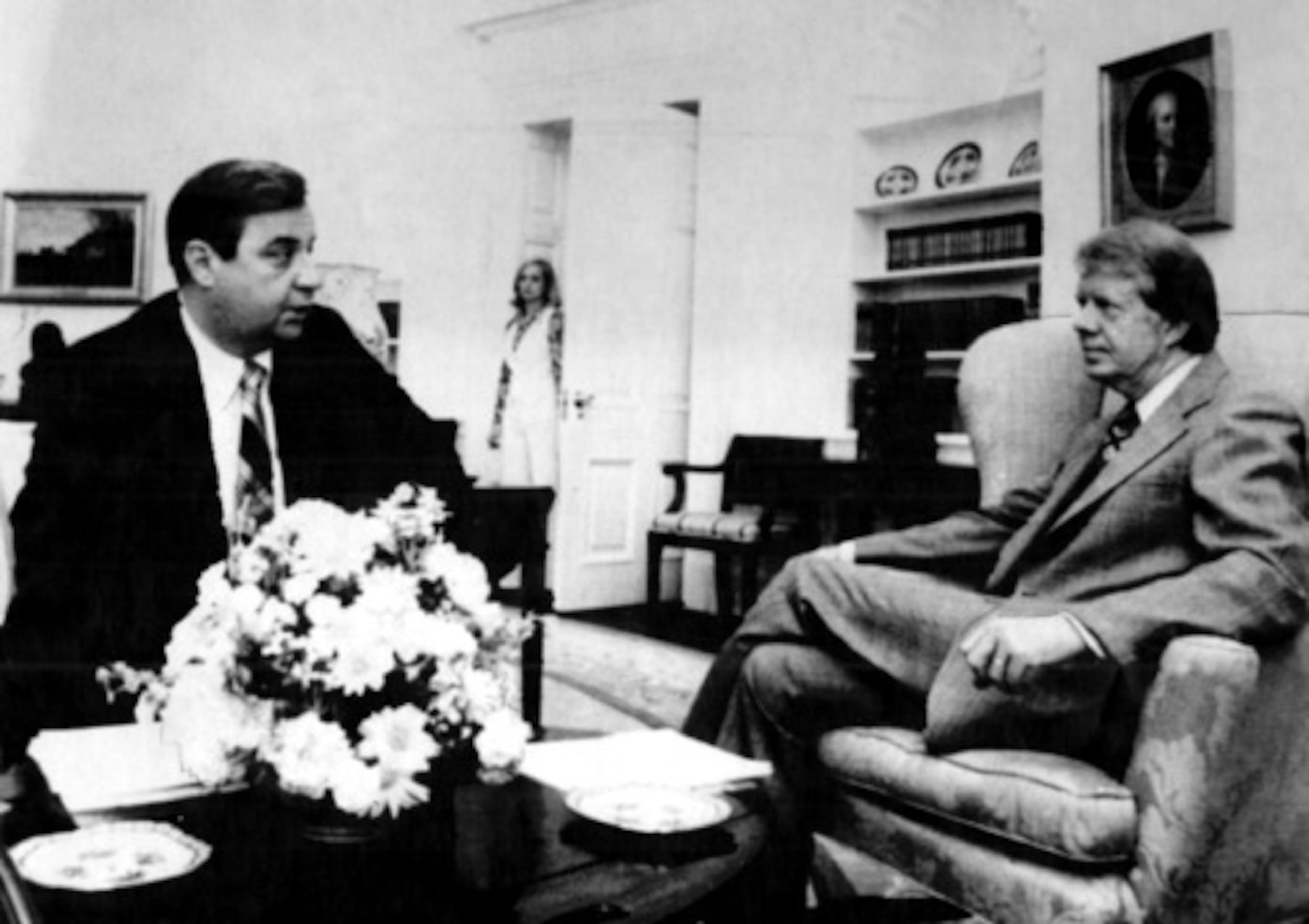 A self-described "country banker," Lance became a protege of Carter's when the future president was a state senator. It was Lance, seen here talking to Carter in an undated photo, who encouraged the Georgian to seek the White House.