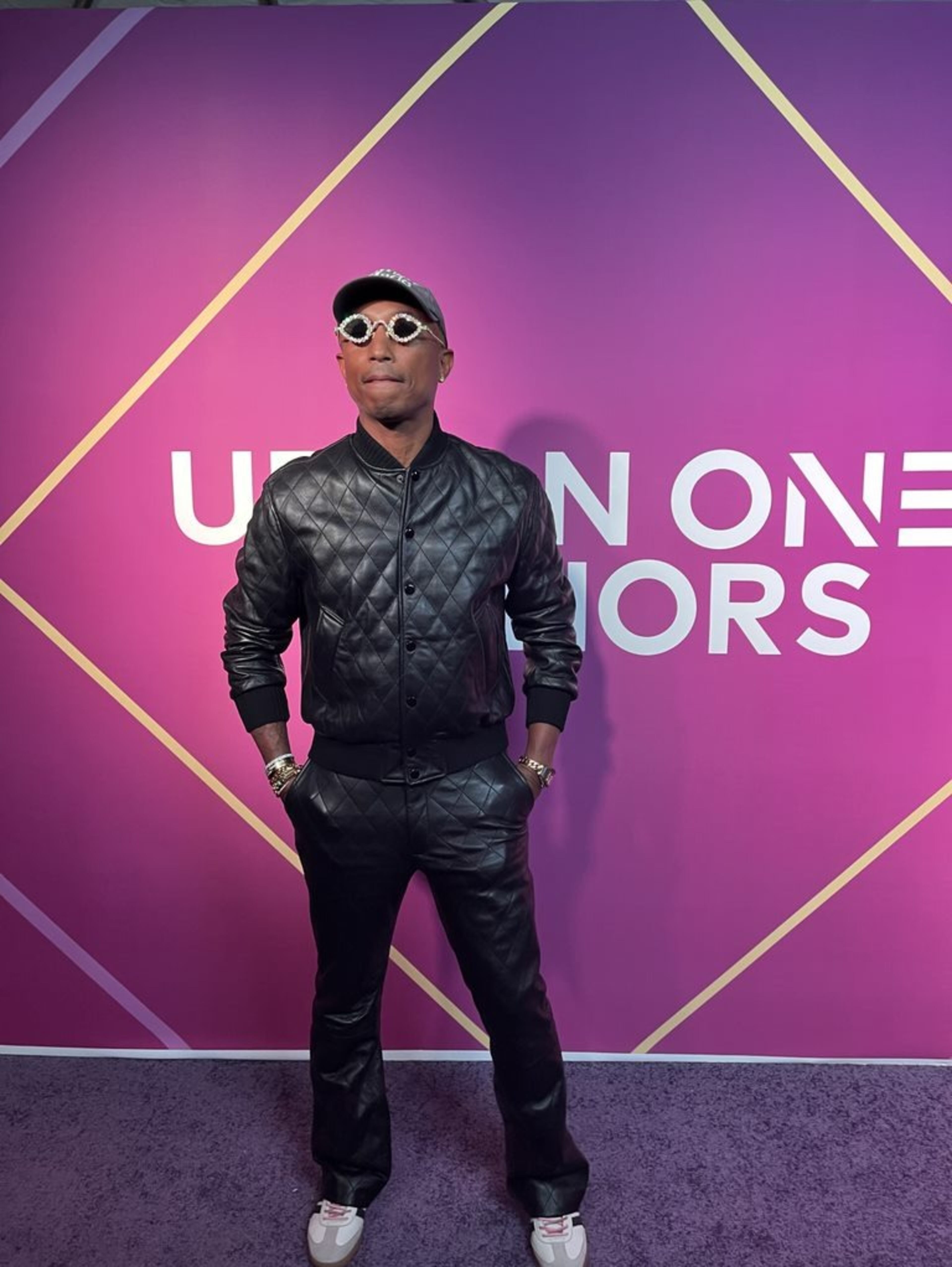Pharrell Williams at the Urban One Honors red carpet (2022)