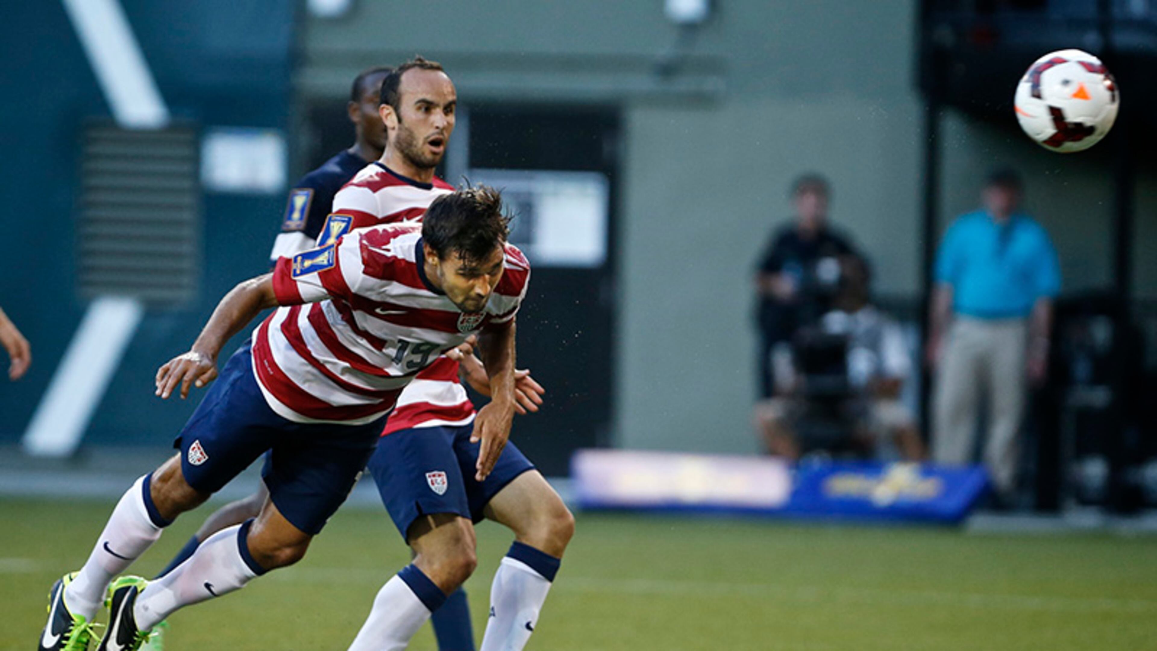 America's Chris Wondolowski scores his second goal in the first half on his way to a hat trick against Belize Tuesday in the CONCACAF Gold Cup at Jeld-Wen Field in Portland, Ore.