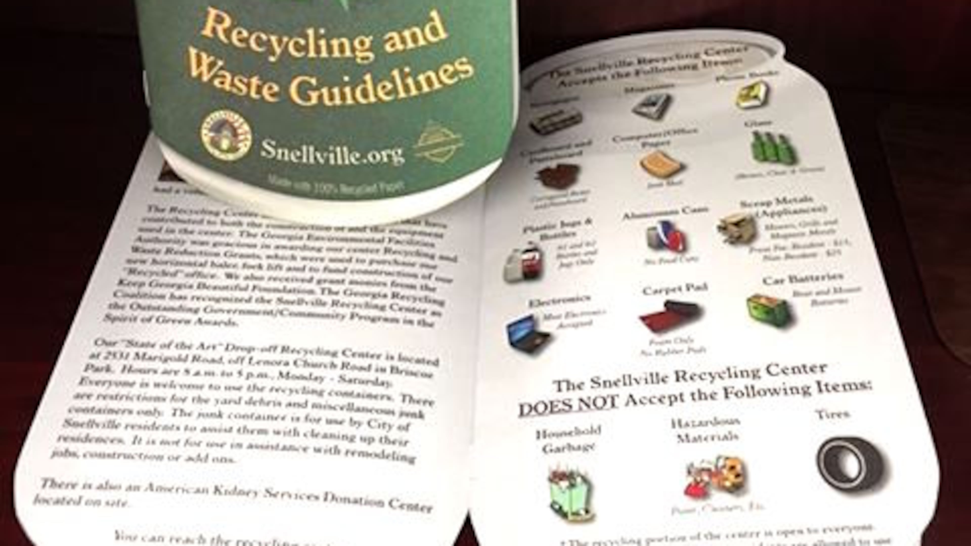 Snellville releases brochure outlining waste and recycling guidelines. Courtesy of City of Snellville