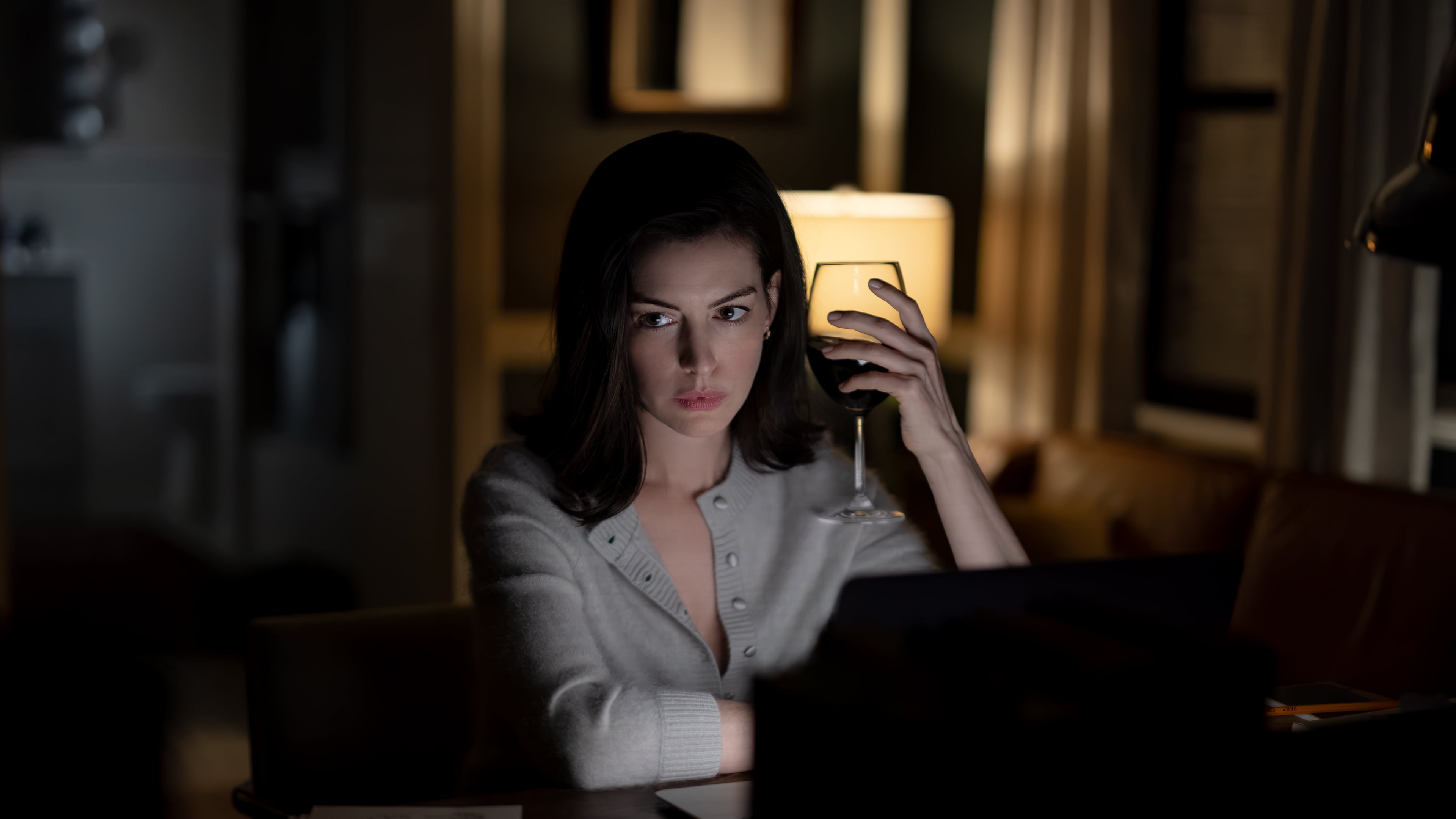 This image released by Amazon/MGM Studios shows Anne Hathaway in a scene from "Verity." (Alisha Wetherill/Amazon/MGM Studios via AP)