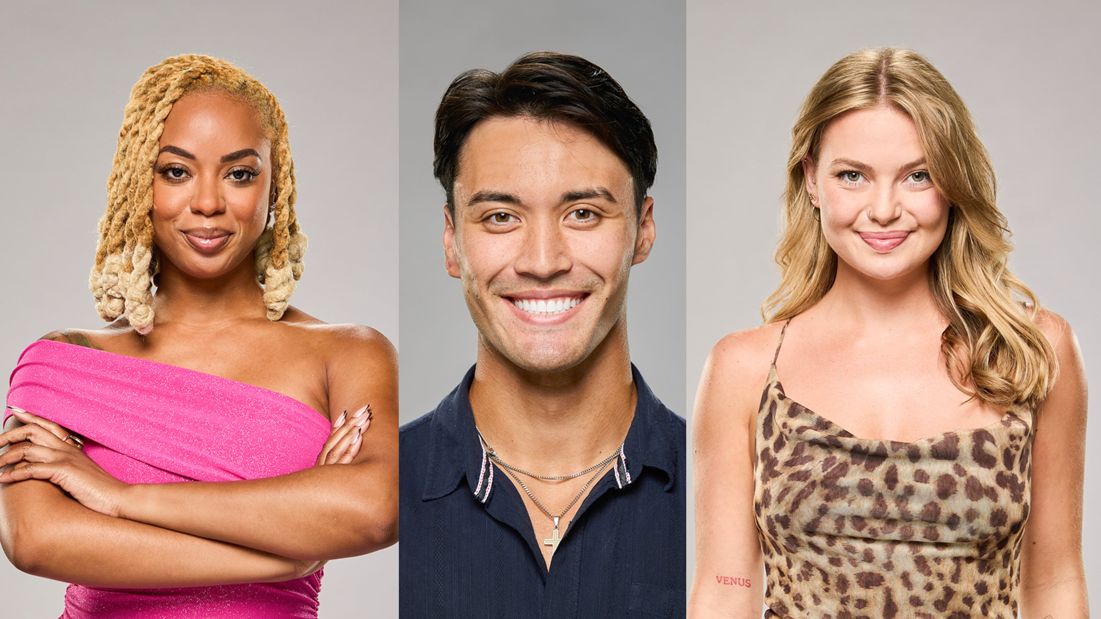 Season 27 of CBS's "Big Brother" features event coordinator Mickey Lee (left) and marketing manager Zach Cornell (center) who live in metro Atlanta, plus server Katherine Woodman (right) who's a Georgia native. (Courtesy of CBS Publicity)