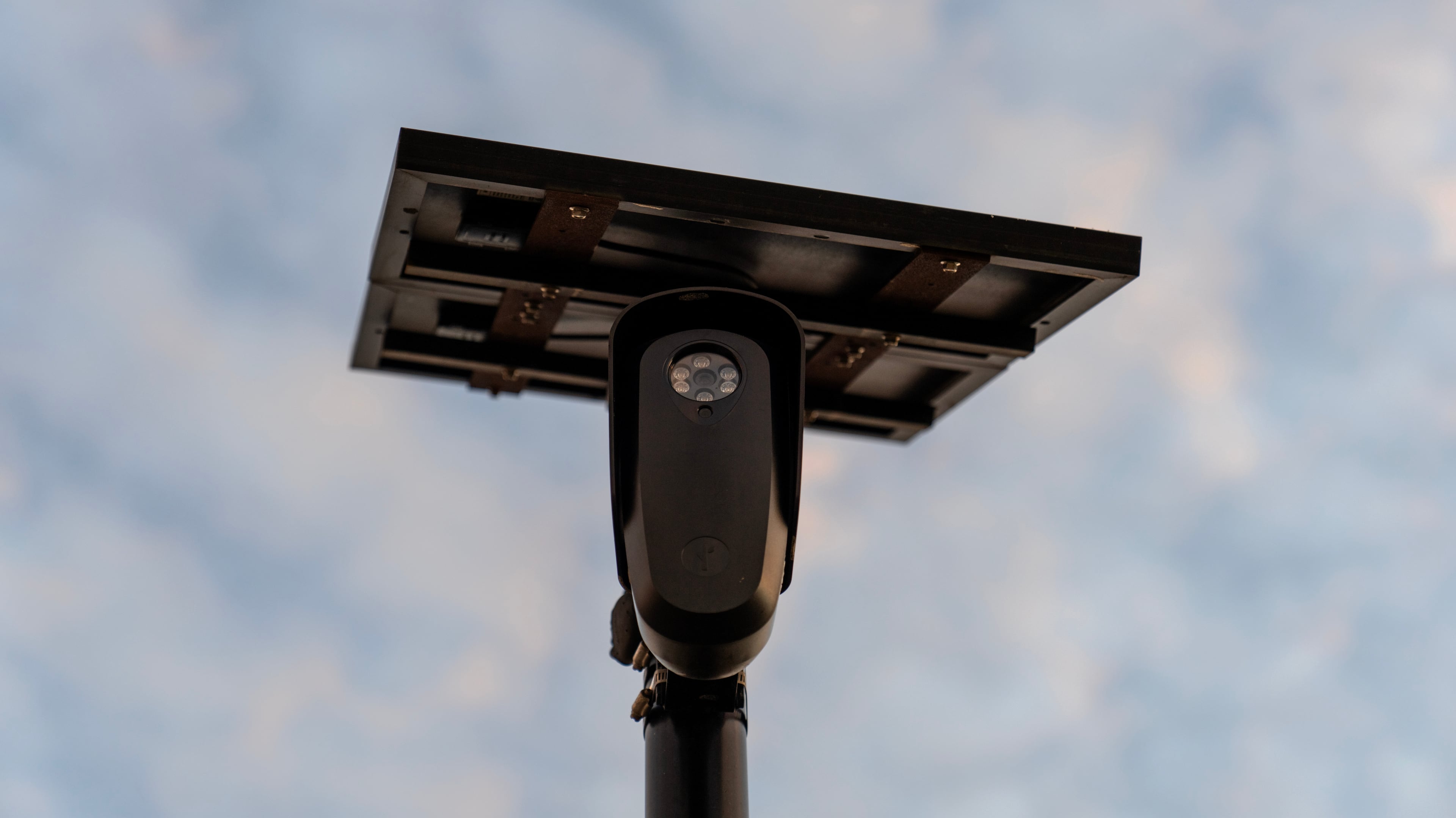 FILE - A Flock Safety license plate reader is seen along a public road, Thursday, Oct. 16, 2025, in Houston. (AP Photo/David Goldman, File)