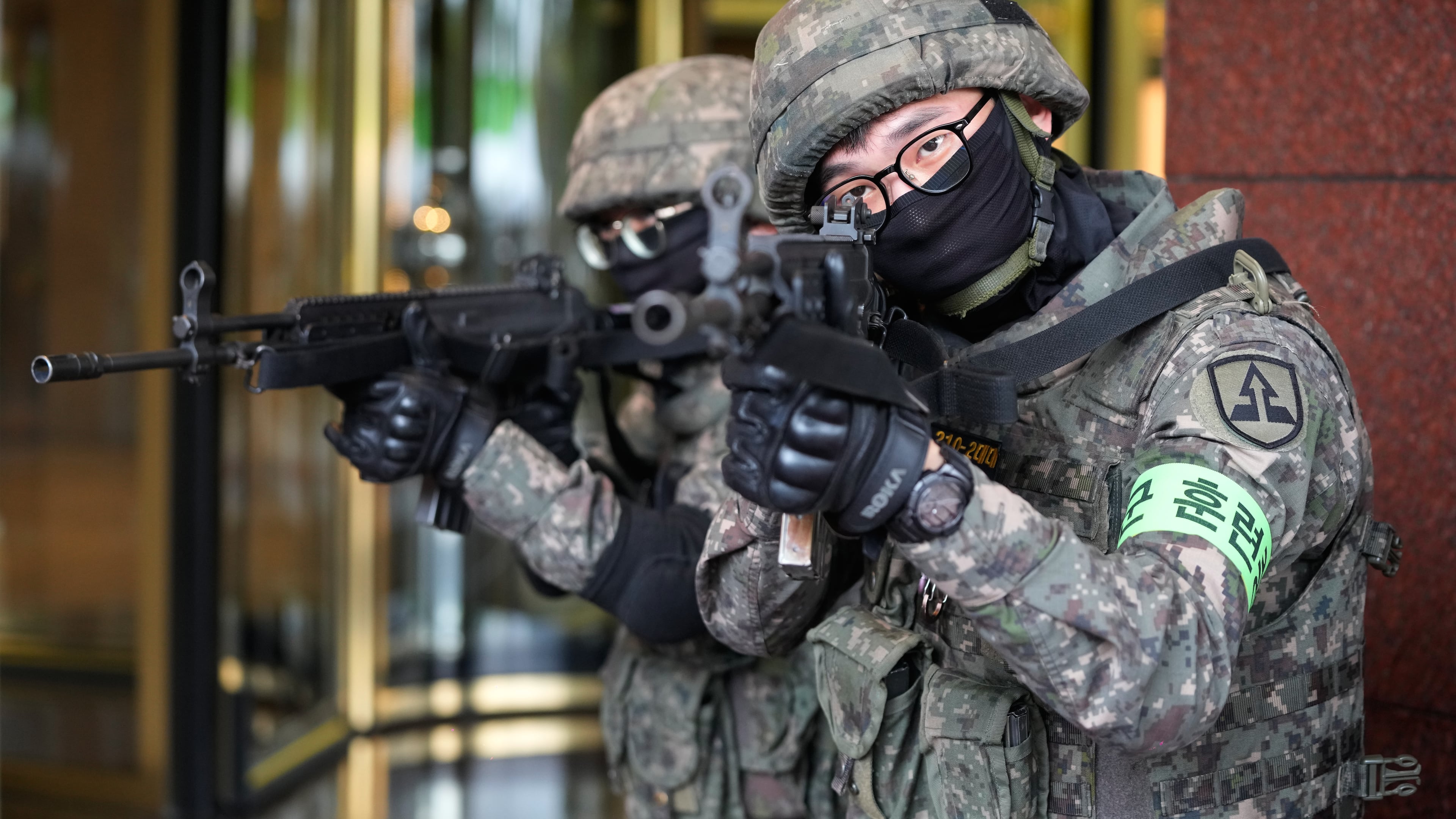 South Korea army soldiers take part in an anti-terror drill as a part of the Ulchi Freedom Shield military exercise between the U.S. and South Korea in Seoul, South Korea, Wednesday, Aug. 19, 2026. (AP Photo/Ahn Young-joon)