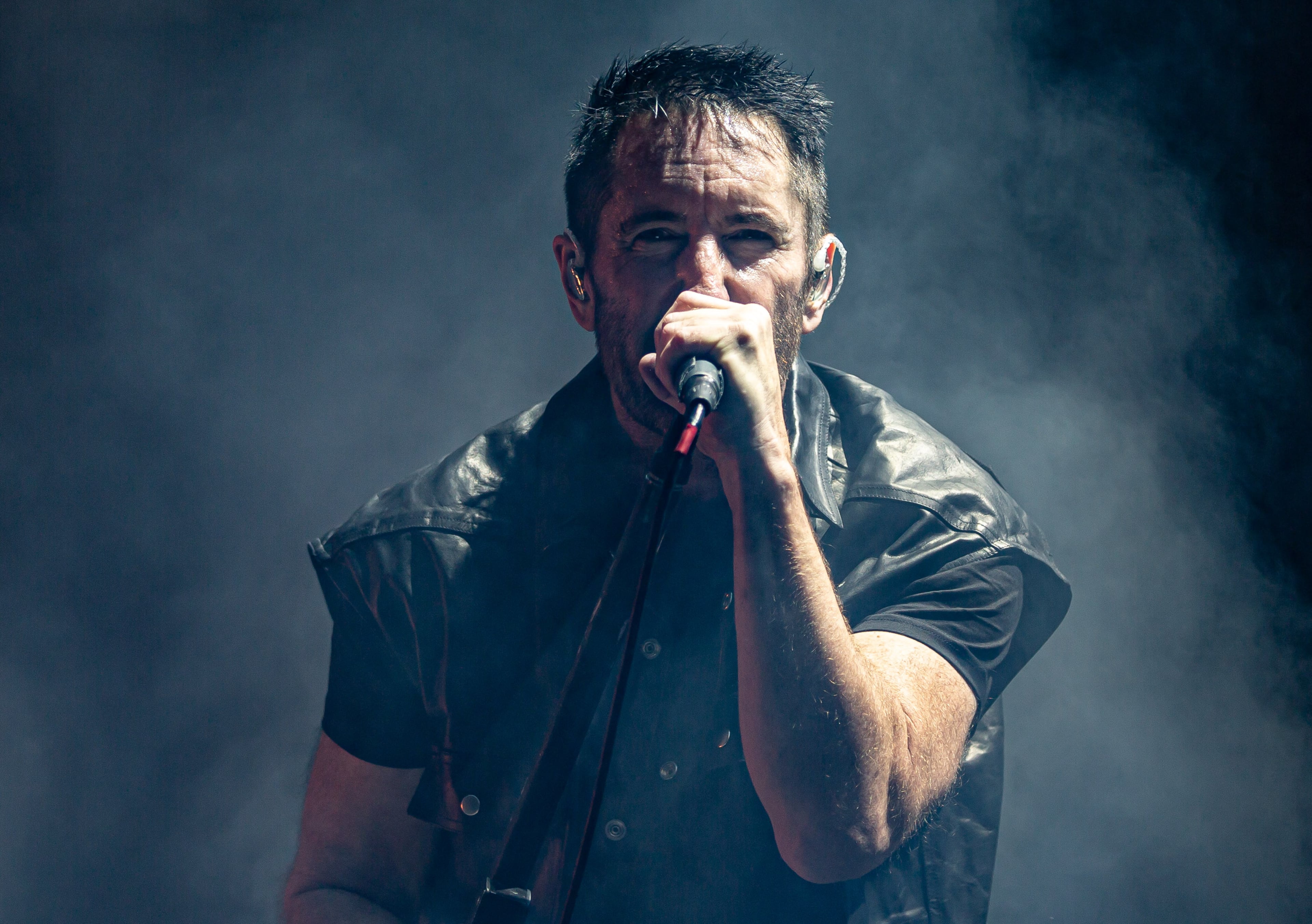 Nine Inch Nails performs on the second day of this year's Shaky Knees Festival on Saturday, April 30, 2022, at Central Park in Atlanta. (Photo by Ryan Fleisher for The Atlanta Journal-Constitution)