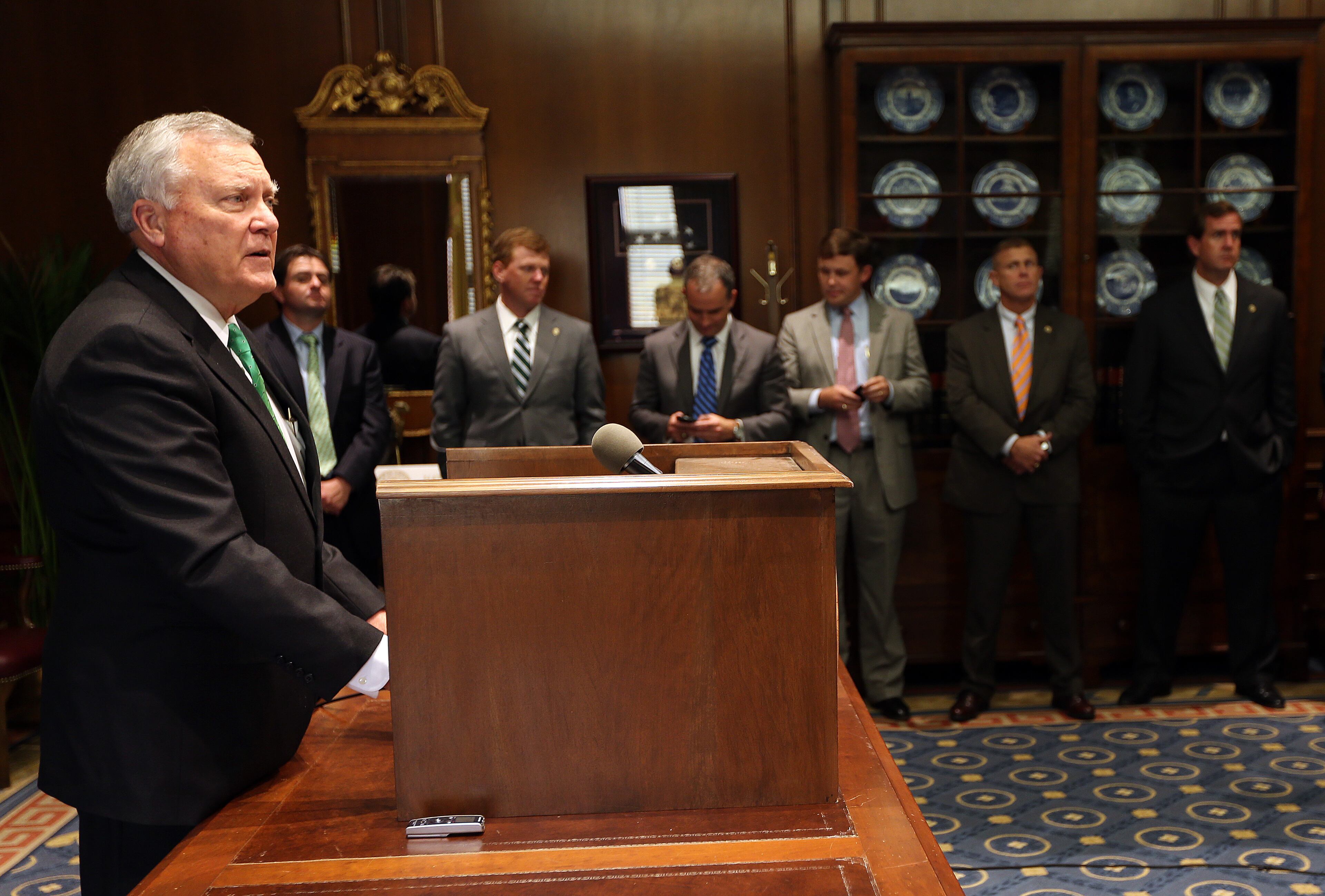 Gov. Nathan Deal announces his appointment of DeKalb Commission Chair Lee May to fill in for suspended DeKalb CEO Burrell Ellis during a press conference in the governor's office July 16, 2013.
