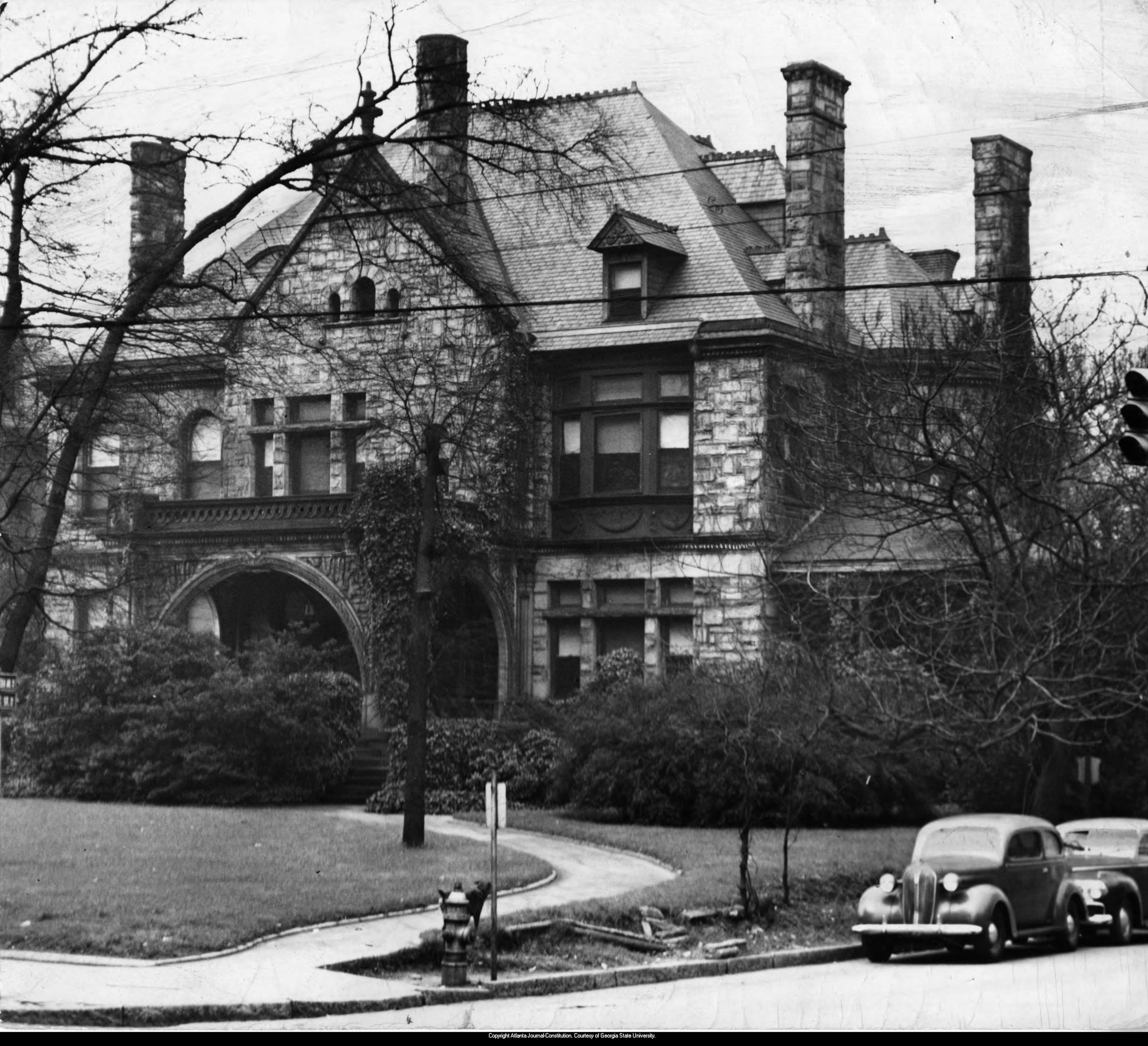 The Samuel M. Inman House in 1945. It sat at the corner of Peachtree Street and Ponce de Leon Avenue, and was demolished the year after this photo was taken.
