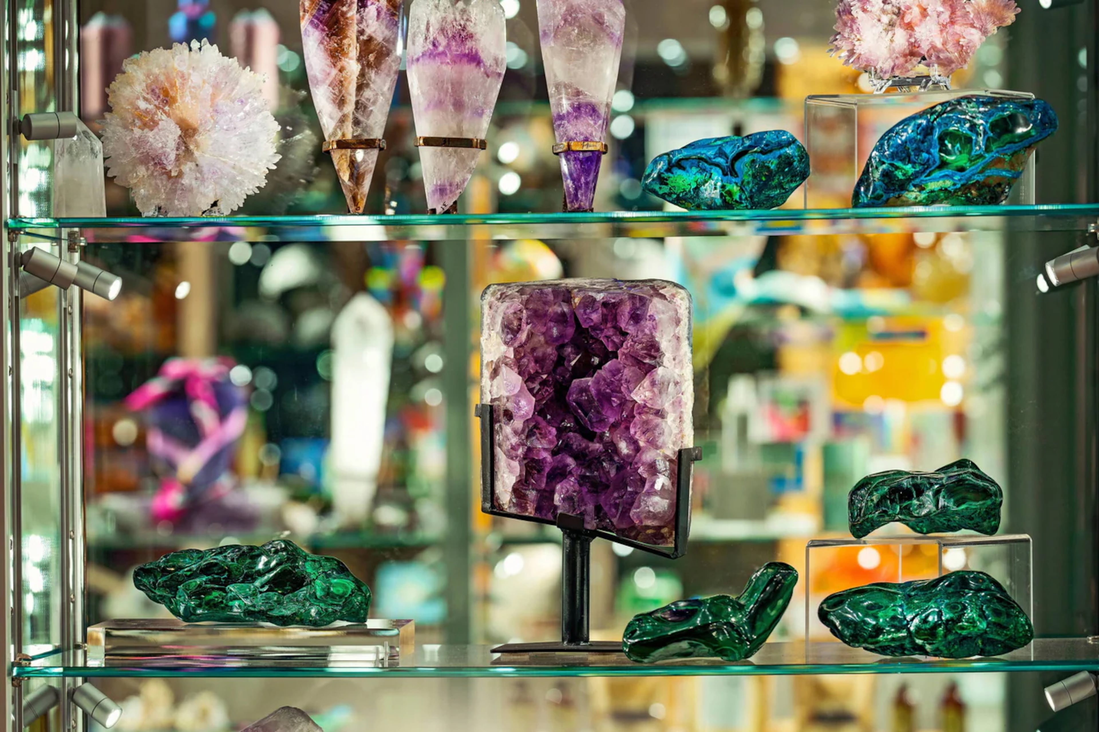 Geodes from Richard Kessler's personal collection are displayed at the Plant Riverside District on Savannah's waterfront. (Photo courtesy of The Kessler Collection)