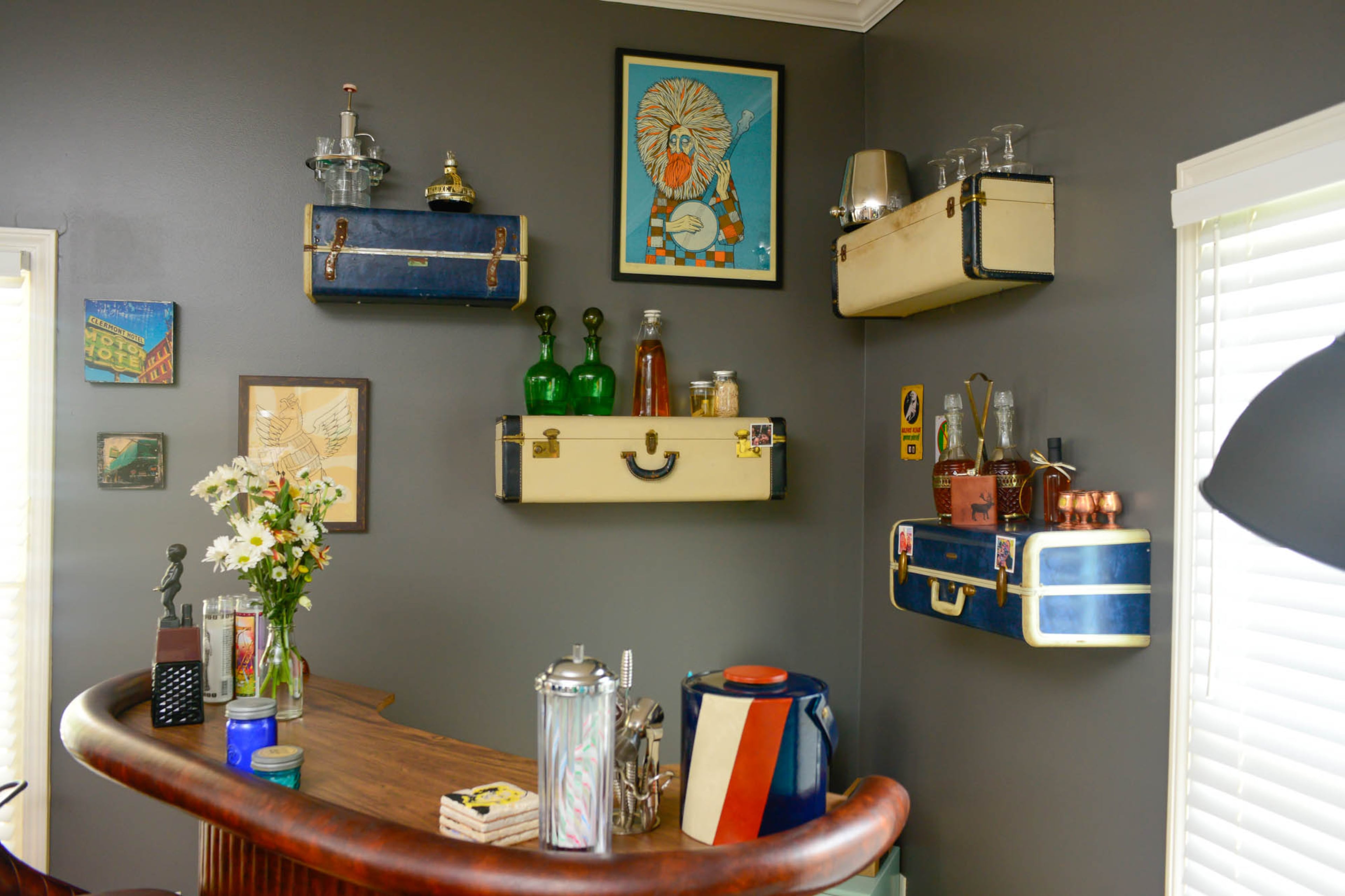 Nash and her father created shelves out of vintage suitcases that Nash bought a few years ago. When she and husband Kevin Gillese moved into their home in 2016, Nash decided it was time to make her craft dream a reality.